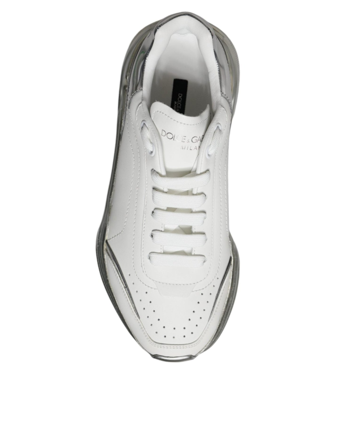 Dolce & Gabbana Silver White Daymaster Low Top Sneakers Shoes - SMARTMARTNZ