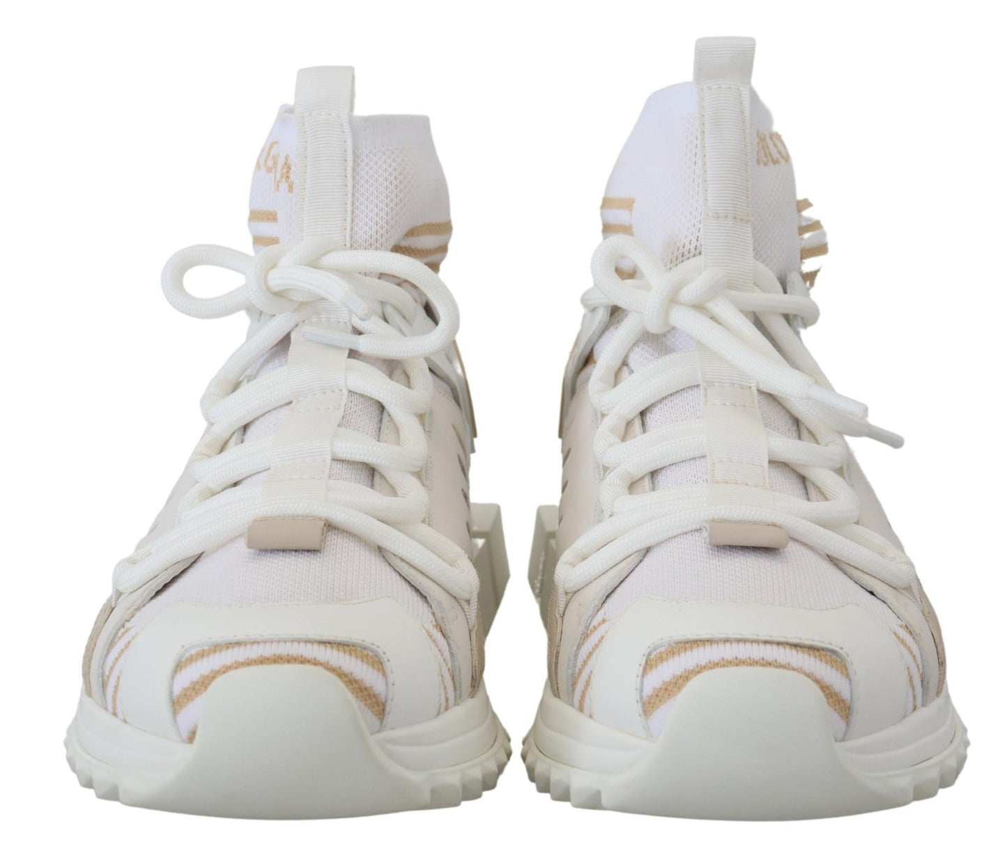 Dolce & Gabbana White Beige Sorrento Sneakers Shoes - SMARTMARTNZ