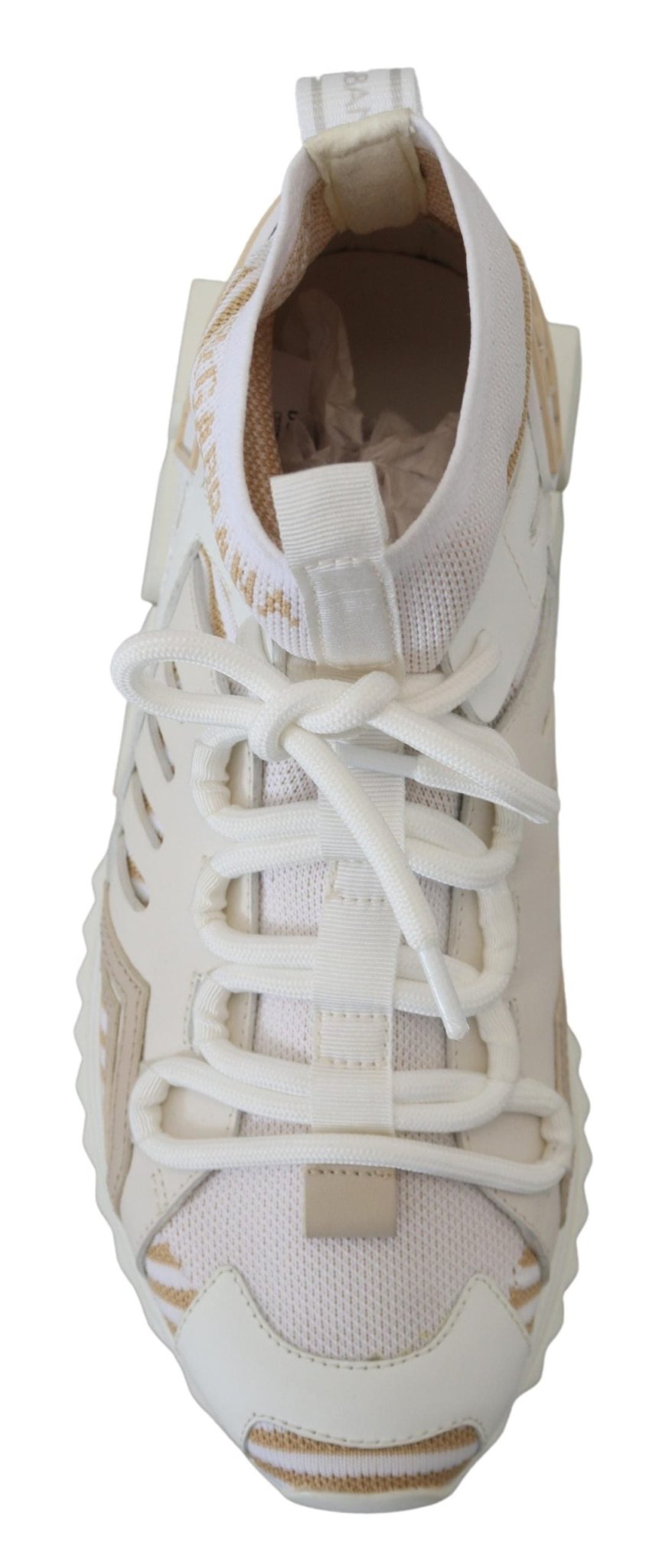 Dolce & Gabbana White Beige Sorrento Sneakers Shoes - SMARTMARTNZ