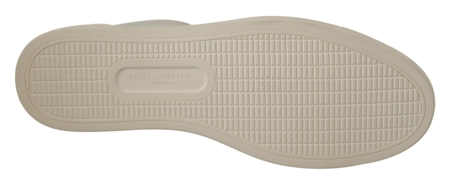 Dolce & Gabbana White Black Leather Low Shoes Sneakers - SMARTMARTNZ
