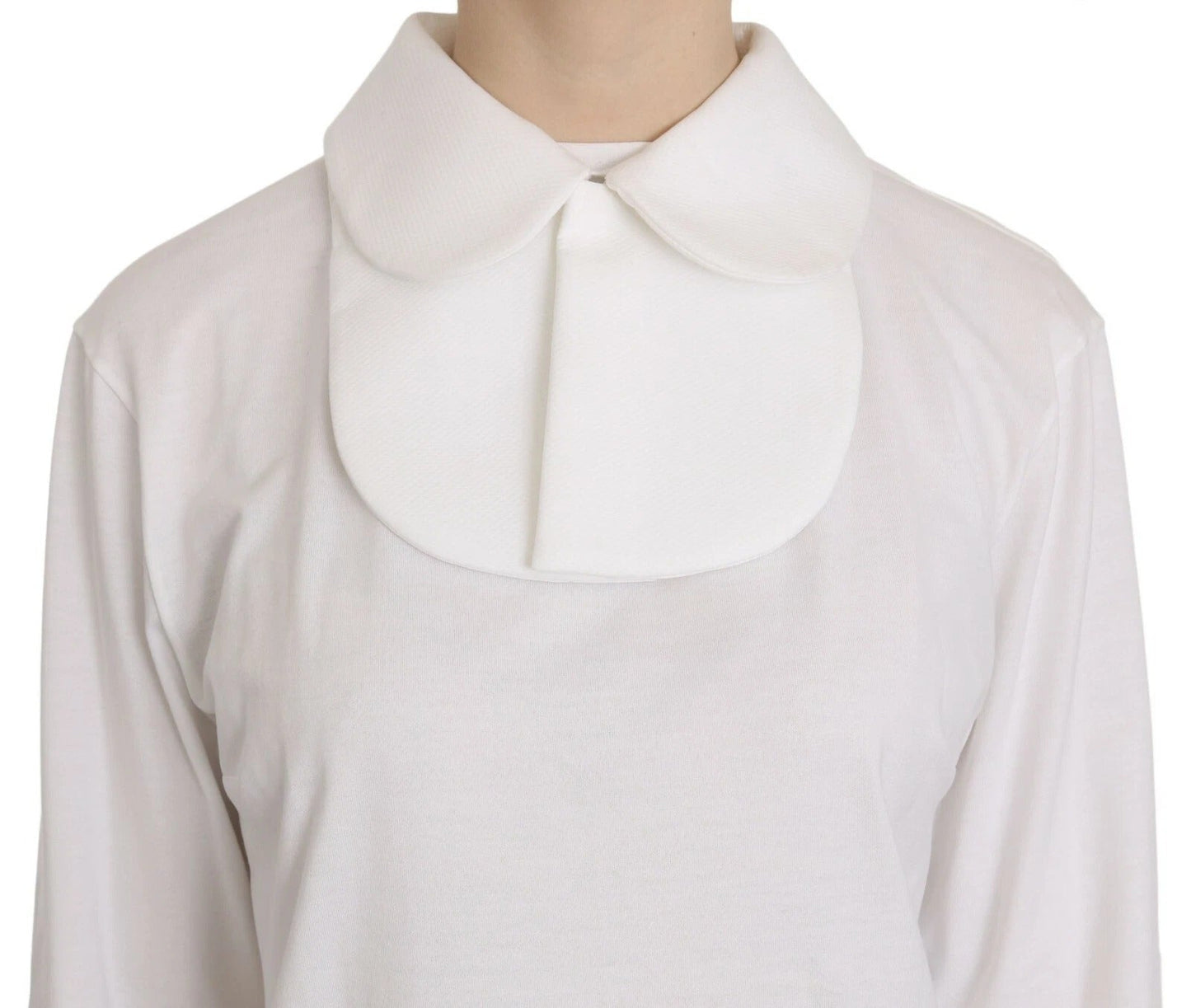 Dolce & Gabbana White Cotton Longsleeve Collared Blouse - SMARTMARTNZ