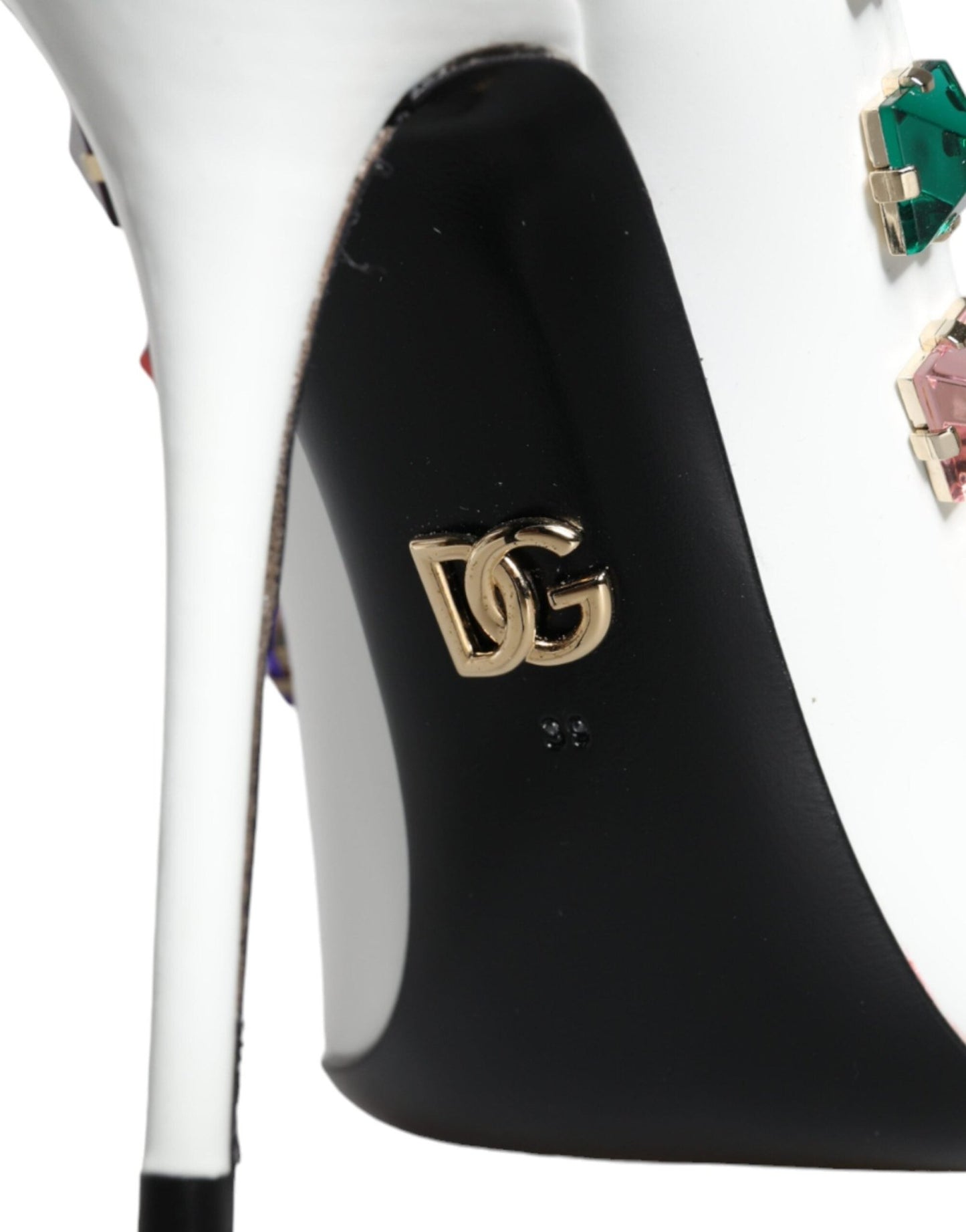 Dolce & Gabbana White Crystals Leather High Heels Pumps Shoes - SMARTMARTNZ