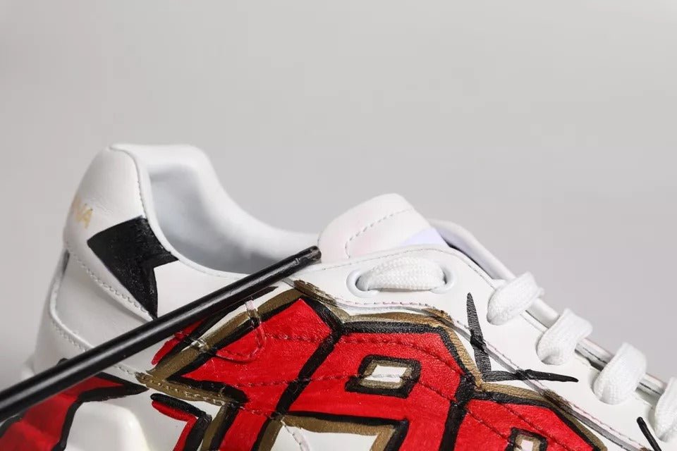 Dolce & Gabbana White Daymaster Hand Painted Sneakers Shoes - SMARTMARTNZ