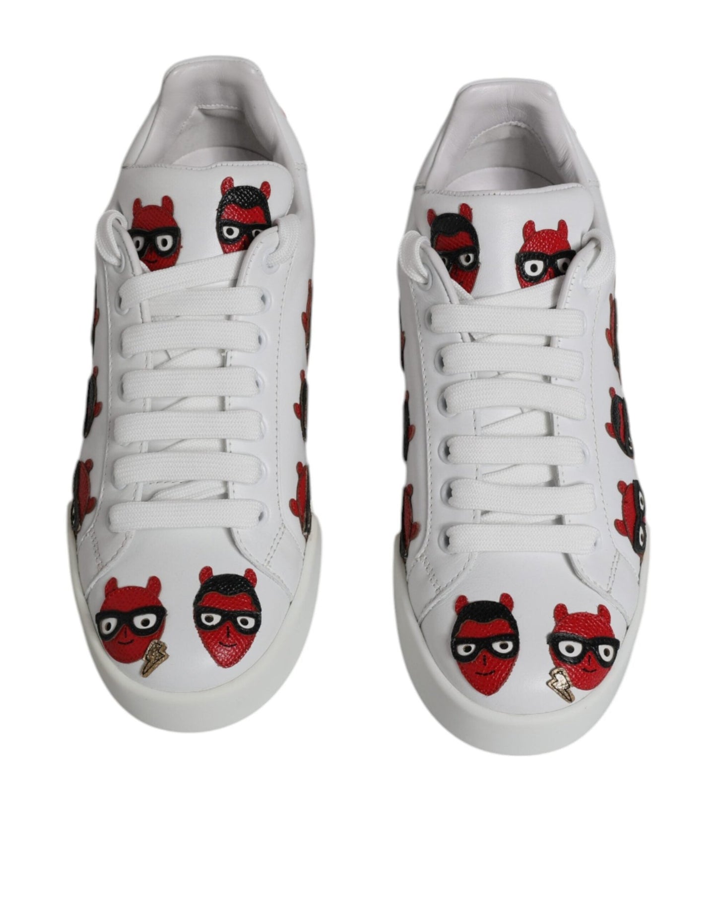 Dolce & Gabbana White Devil Face Portofino Sneakers Shoes - SMARTMARTNZ