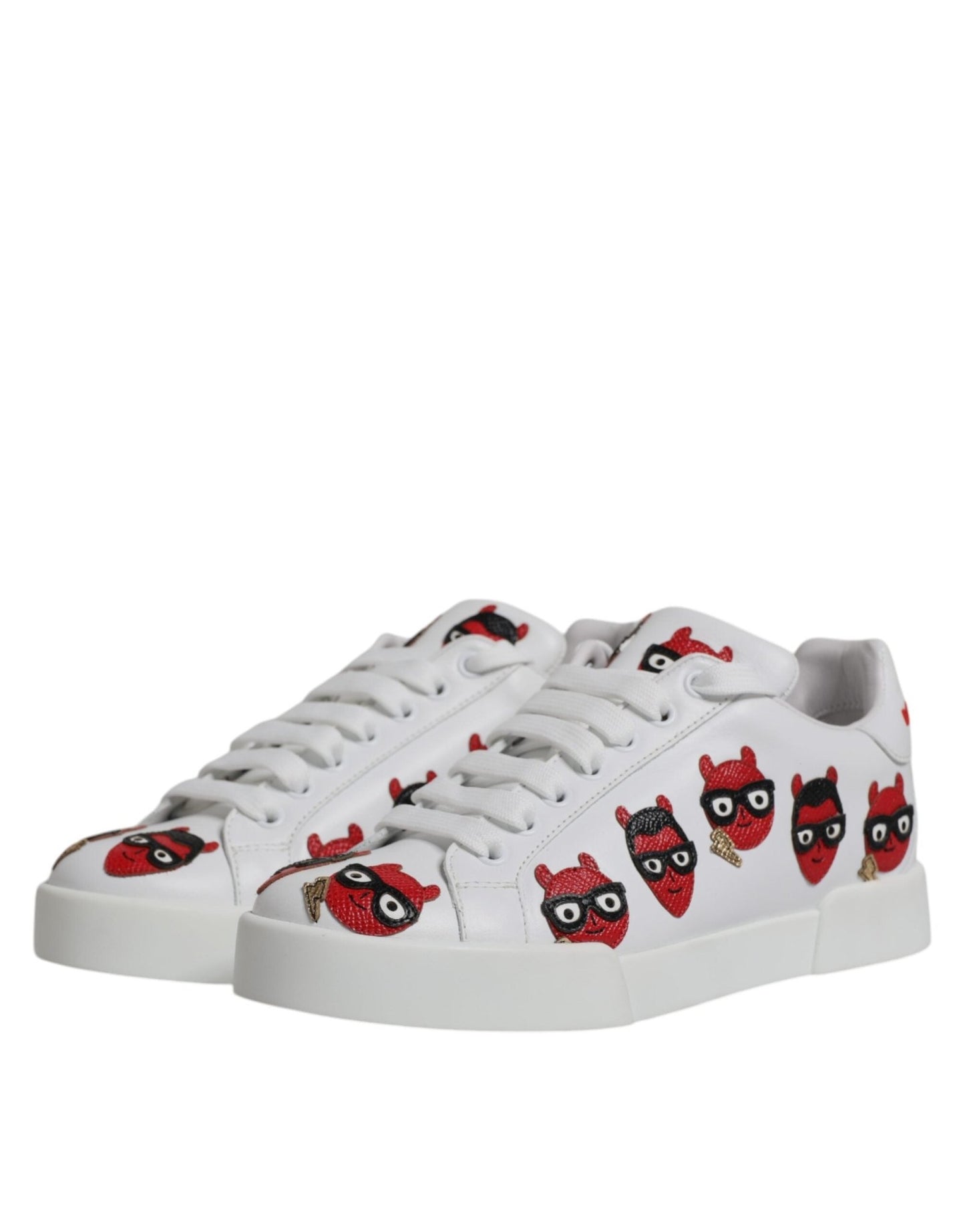 Dolce & Gabbana White Devil Face Portofino Sneakers Shoes - SMARTMARTNZ