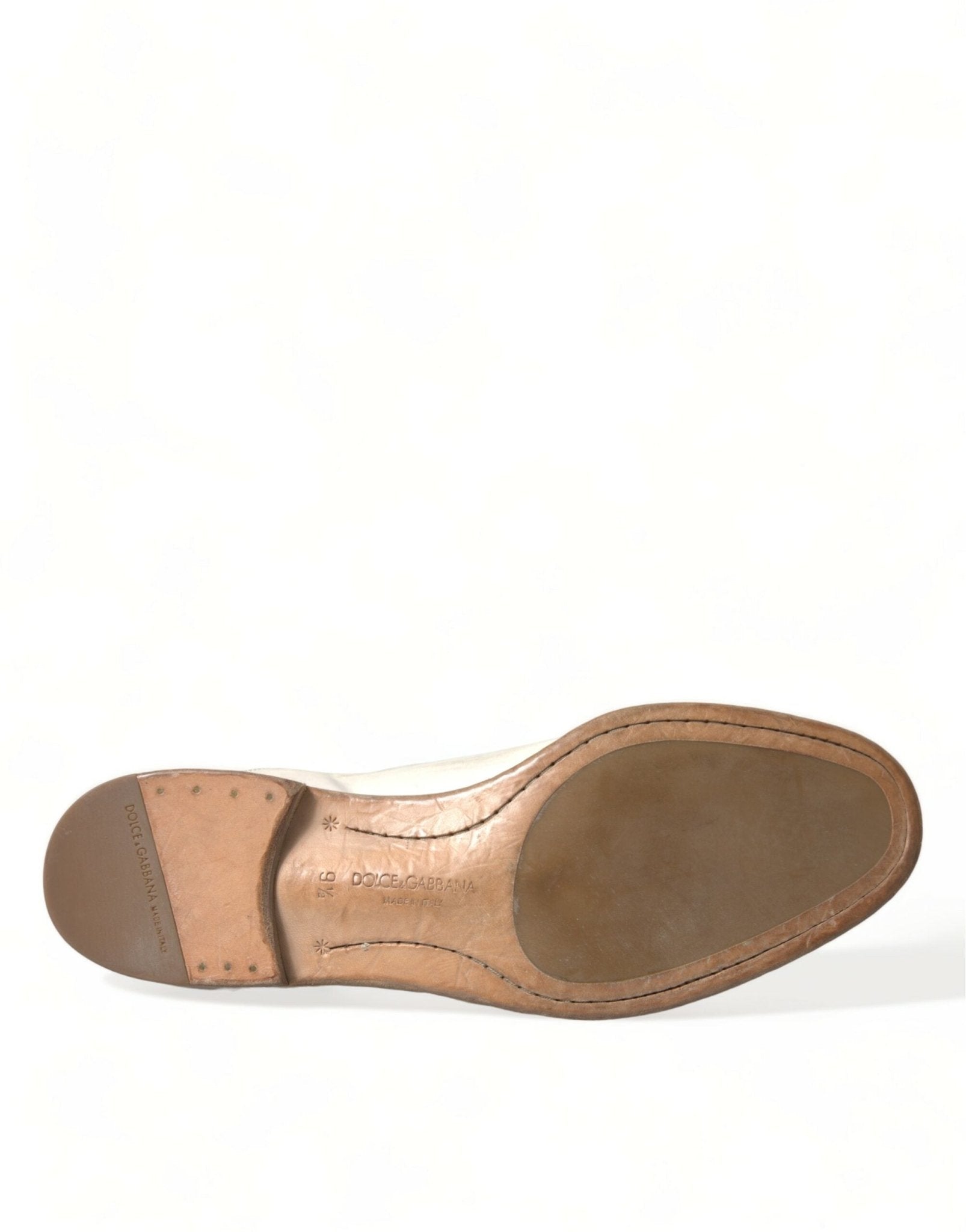 Dolce & Gabbana White Distressed Leather Derby Dress Shoes - SMARTMARTNZ