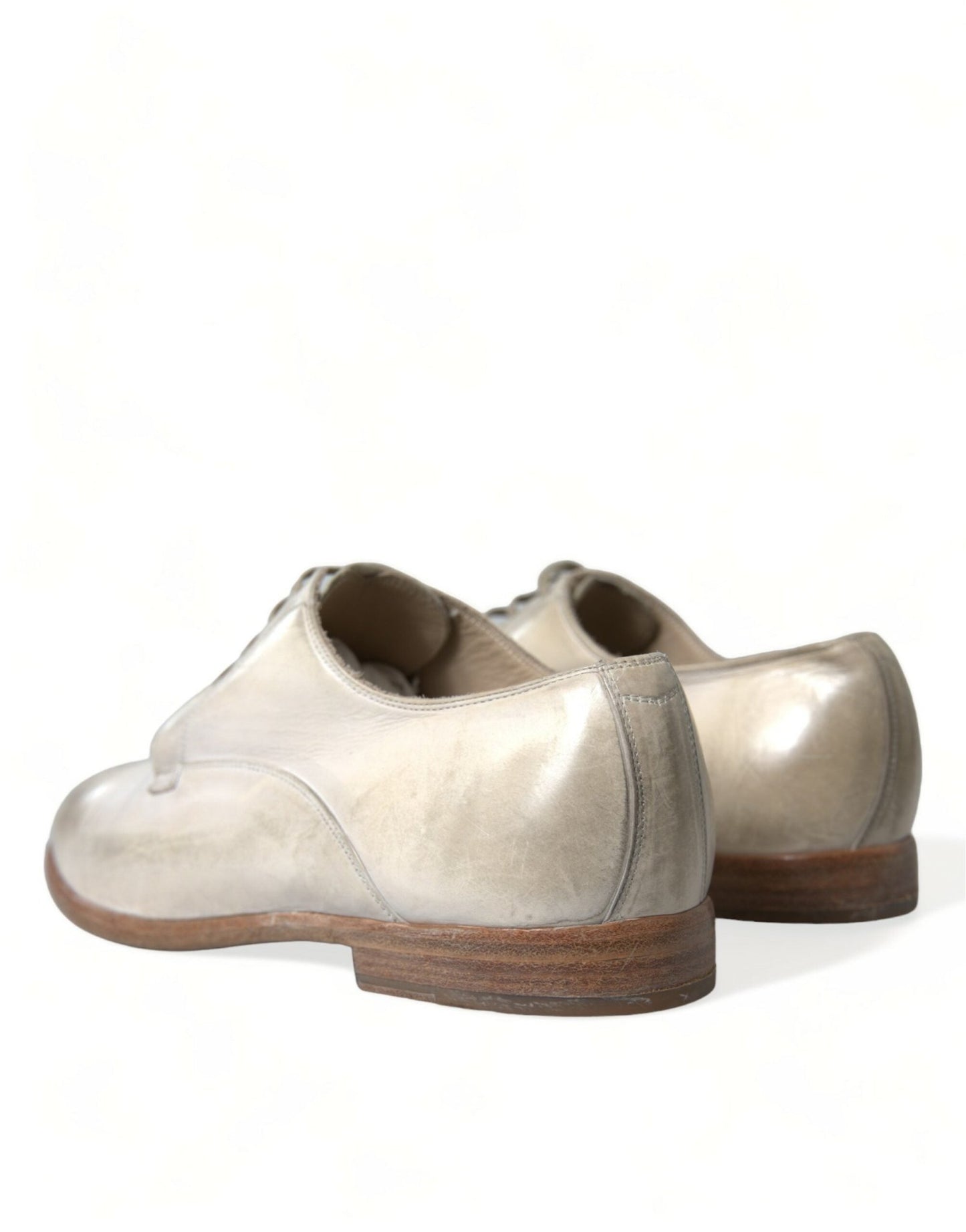 Dolce & Gabbana White Distressed Leather Derby Dress Shoes - SMARTMARTNZ