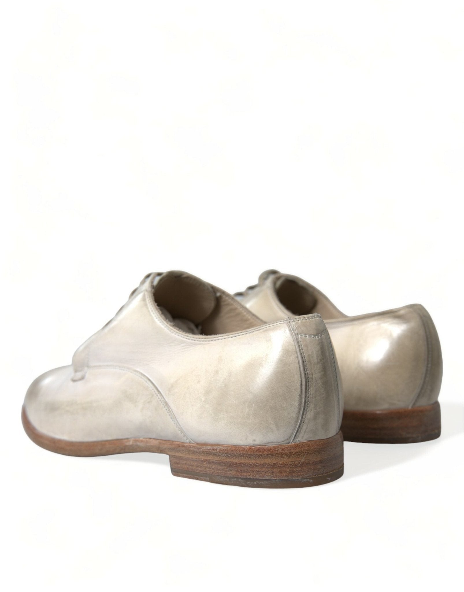 Dolce & Gabbana White Distressed Leather Derby Dress Shoes - SMARTMARTNZ