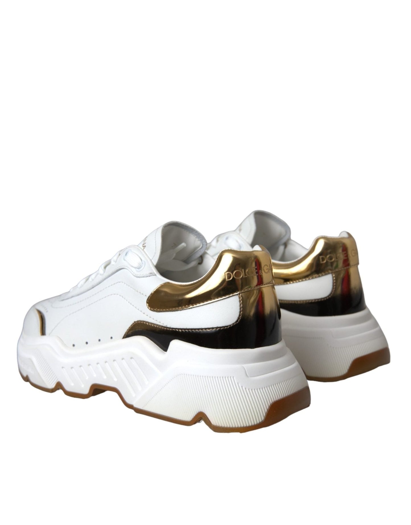 Dolce & Gabbana White Gold DAYMASTER Leather Sneakers Men Shoes - SMARTMARTNZ