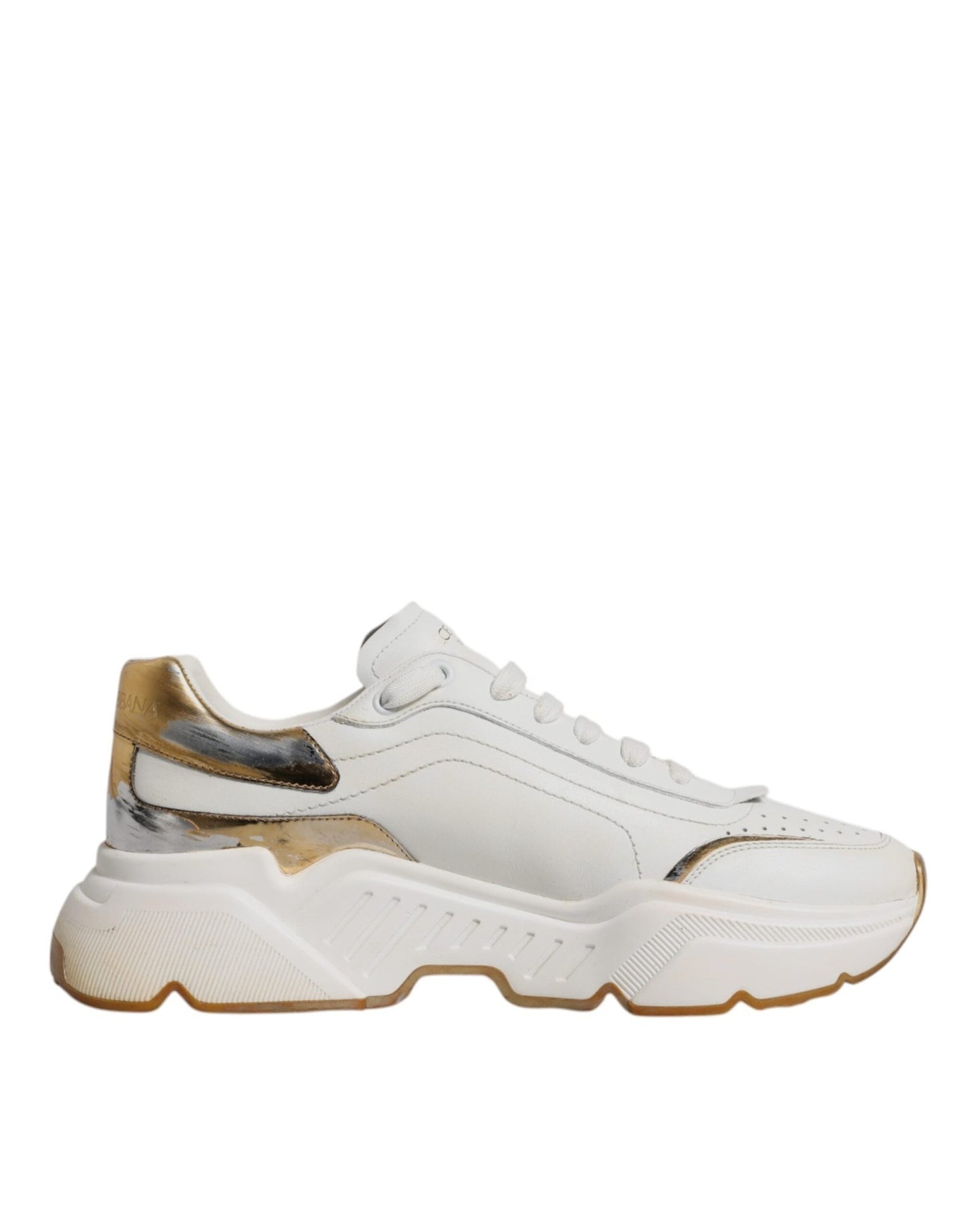Dolce & Gabbana White Gold DAYMASTER Leather Sneakers Shoes - SMARTMARTNZ