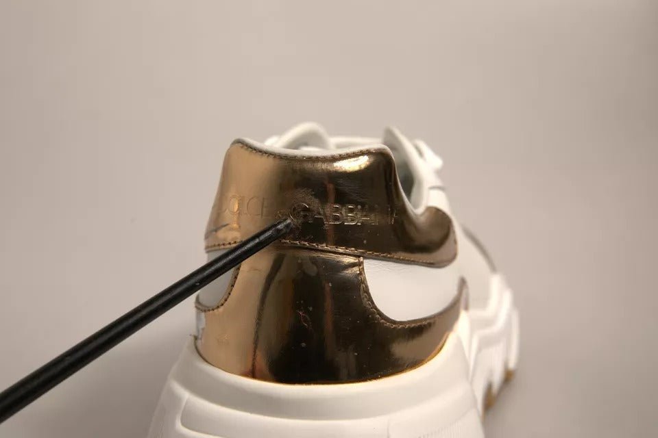 Dolce & Gabbana White Gold Daymaster Low Top Sneakers Shoes - SMARTMARTNZ