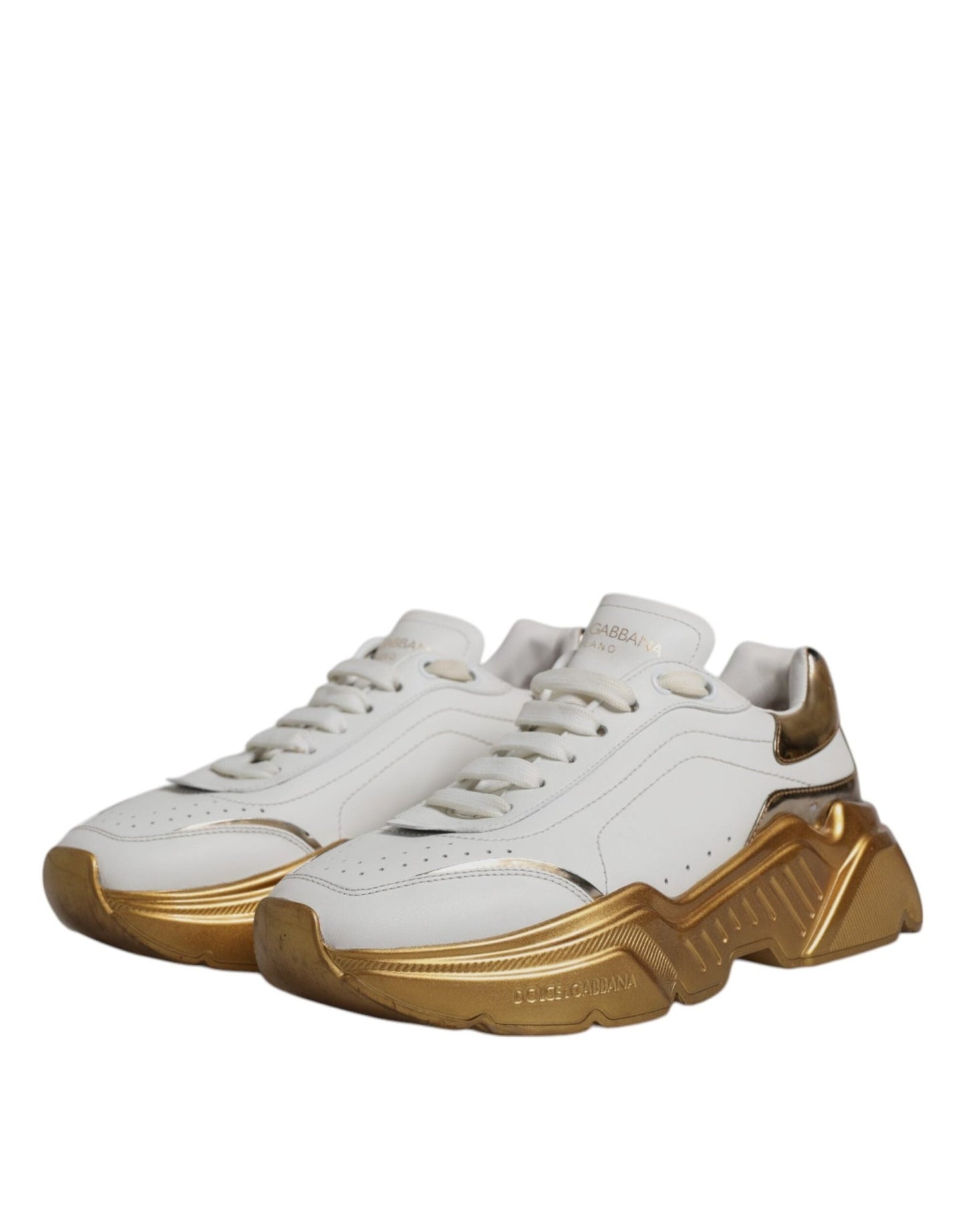 Dolce & Gabbana White Gold Daymaster Low Top Sneakers Shoes - SMARTMARTNZ