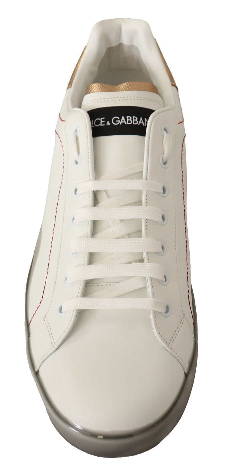 Dolce & Gabbana White Gold Leather Low Top Sneakers Casual Shoes - SMARTMARTNZ
