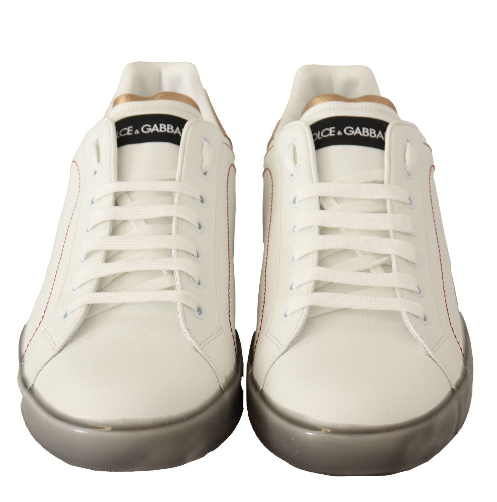 Dolce & Gabbana White Gold Leather Low Top Sneakers Casual Shoes - SMARTMARTNZ