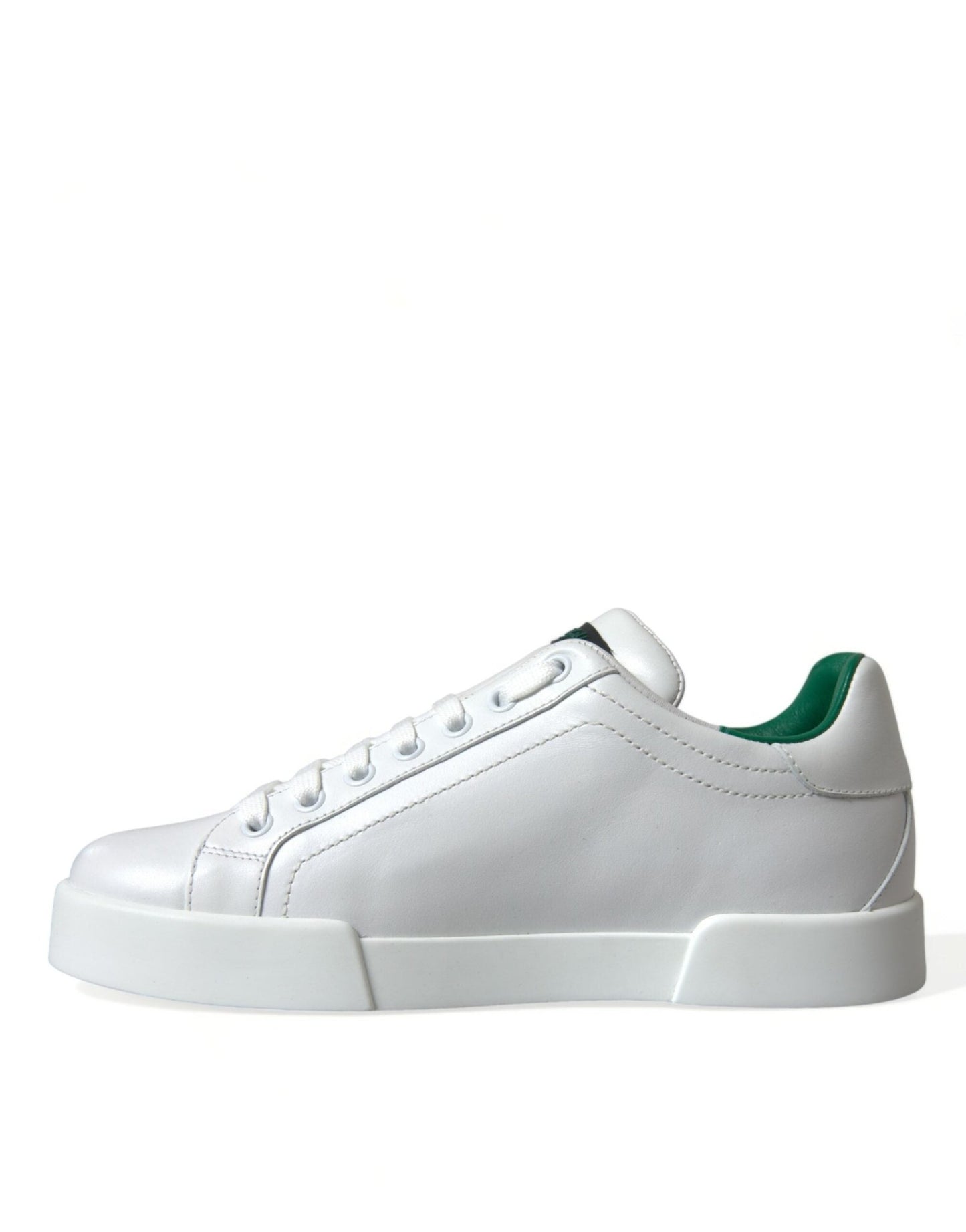 Dolce & Gabbana White Green Leather Portofino Sneakers Shoes - SMARTMARTNZ