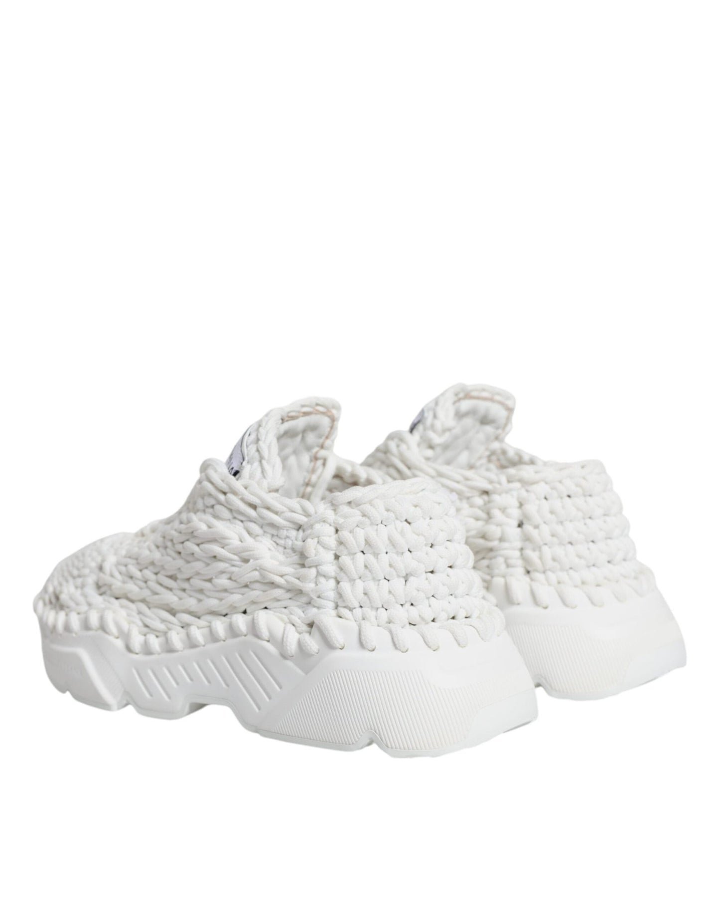 Dolce & Gabbana White Knitted Daymaster Sneakers Shoes - SMARTMARTNZ
