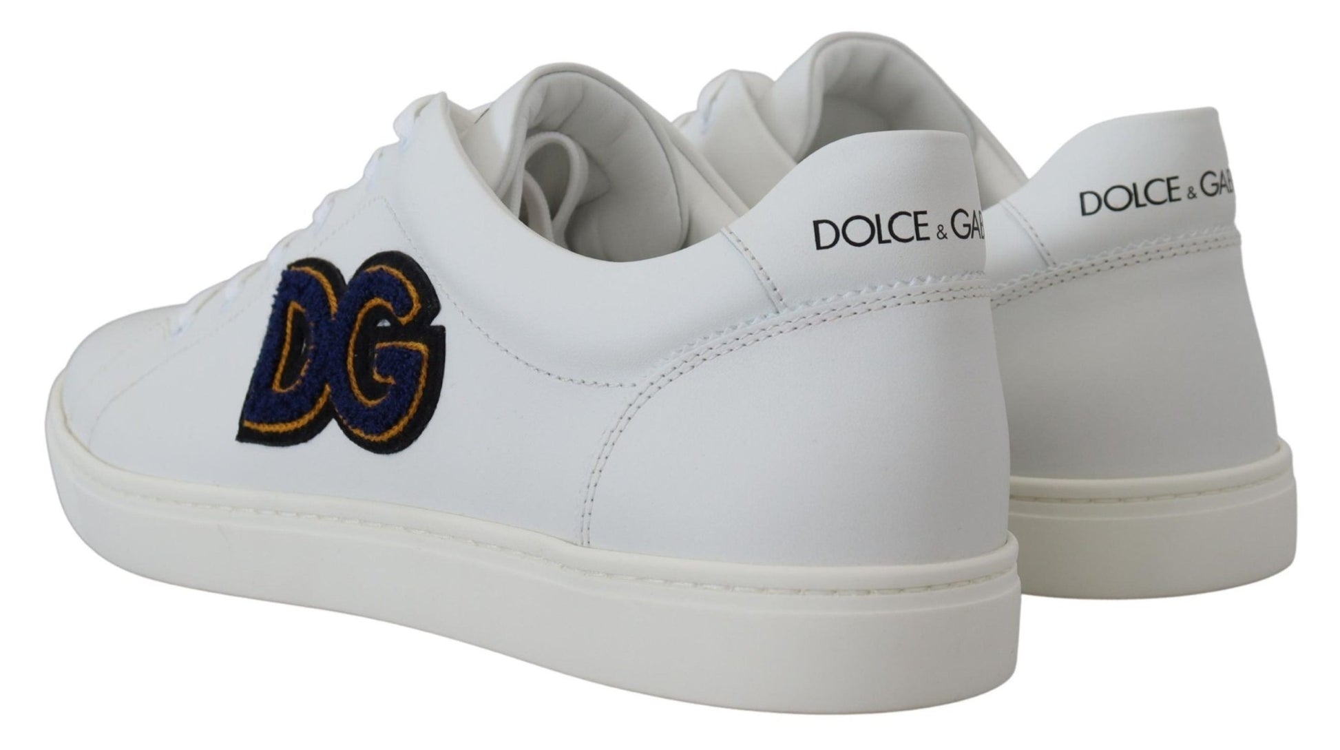 Dolce & Gabbana White Leather DG Logo Casual Sneakers Shoes - SMARTMARTNZ