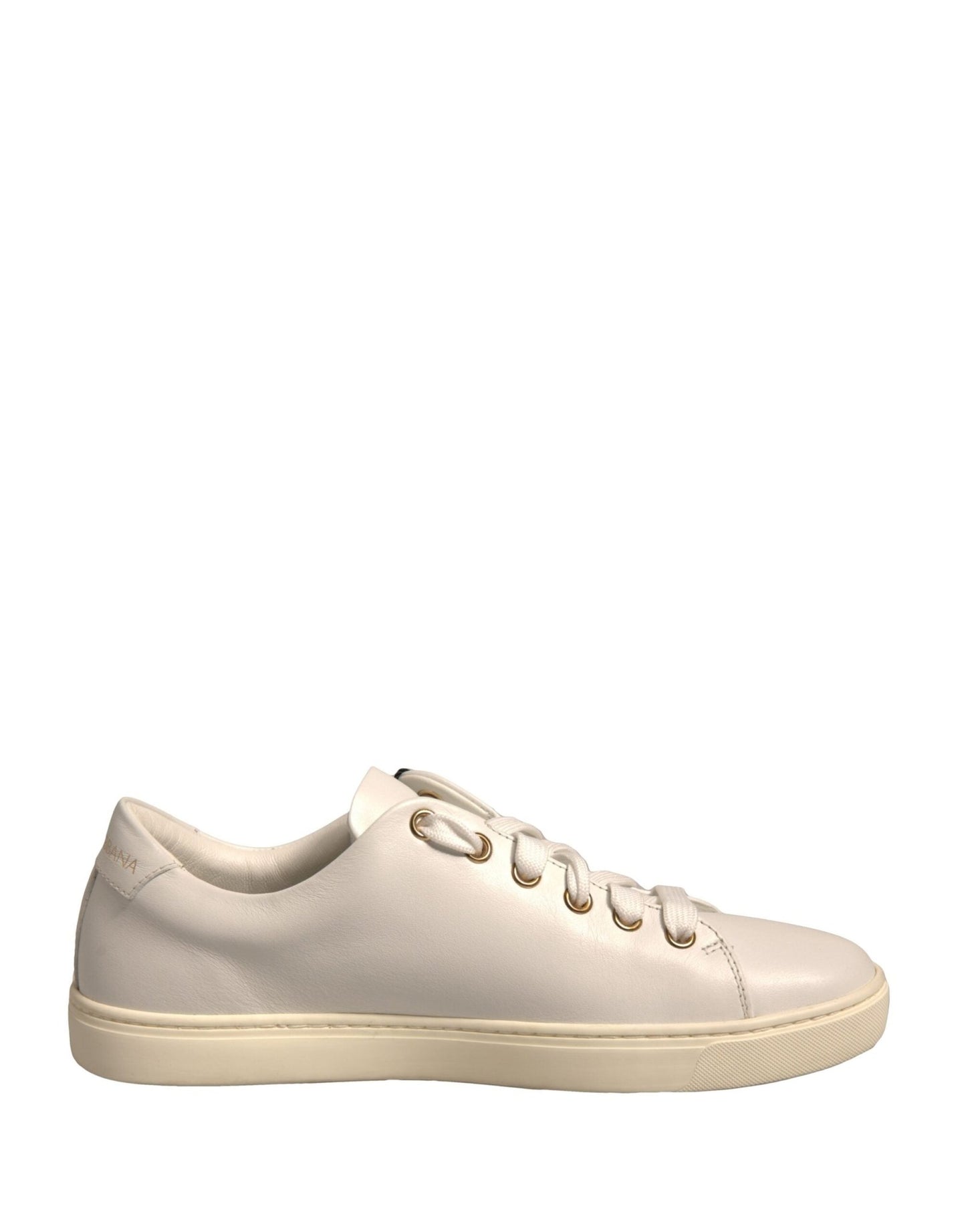 Dolce & Gabbana White Leather Gold Red Heart Sneakers Shoes - SMARTMARTNZ