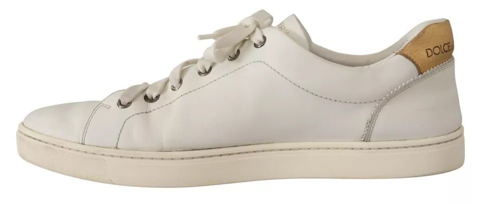 Dolce & Gabbana White Leather Heart Low Top Casual Sneakers Shoes - SMARTMARTNZ