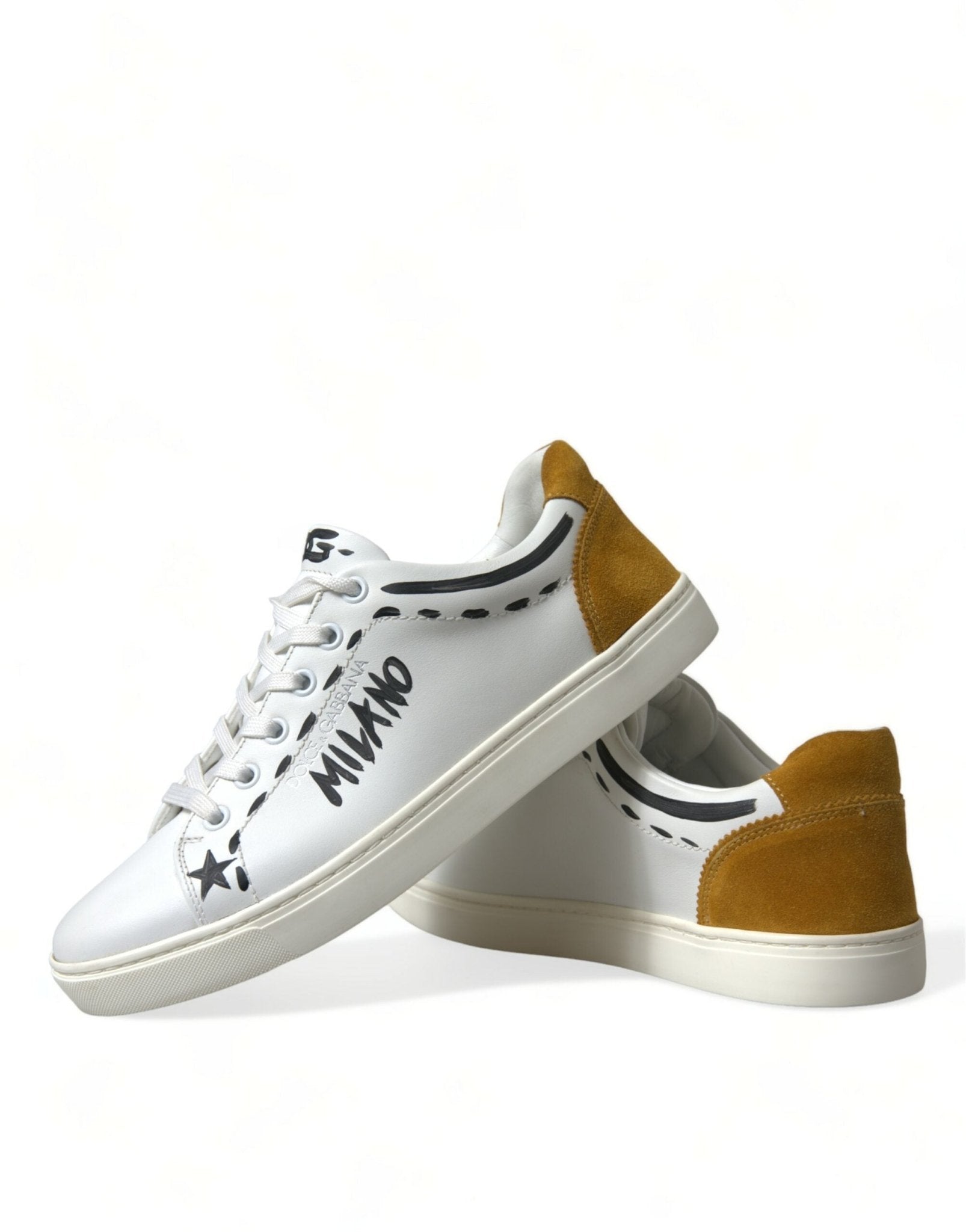 Dolce & Gabbana White Leather LOVE Milano Men Sneakers Shoes - SMARTMARTNZ