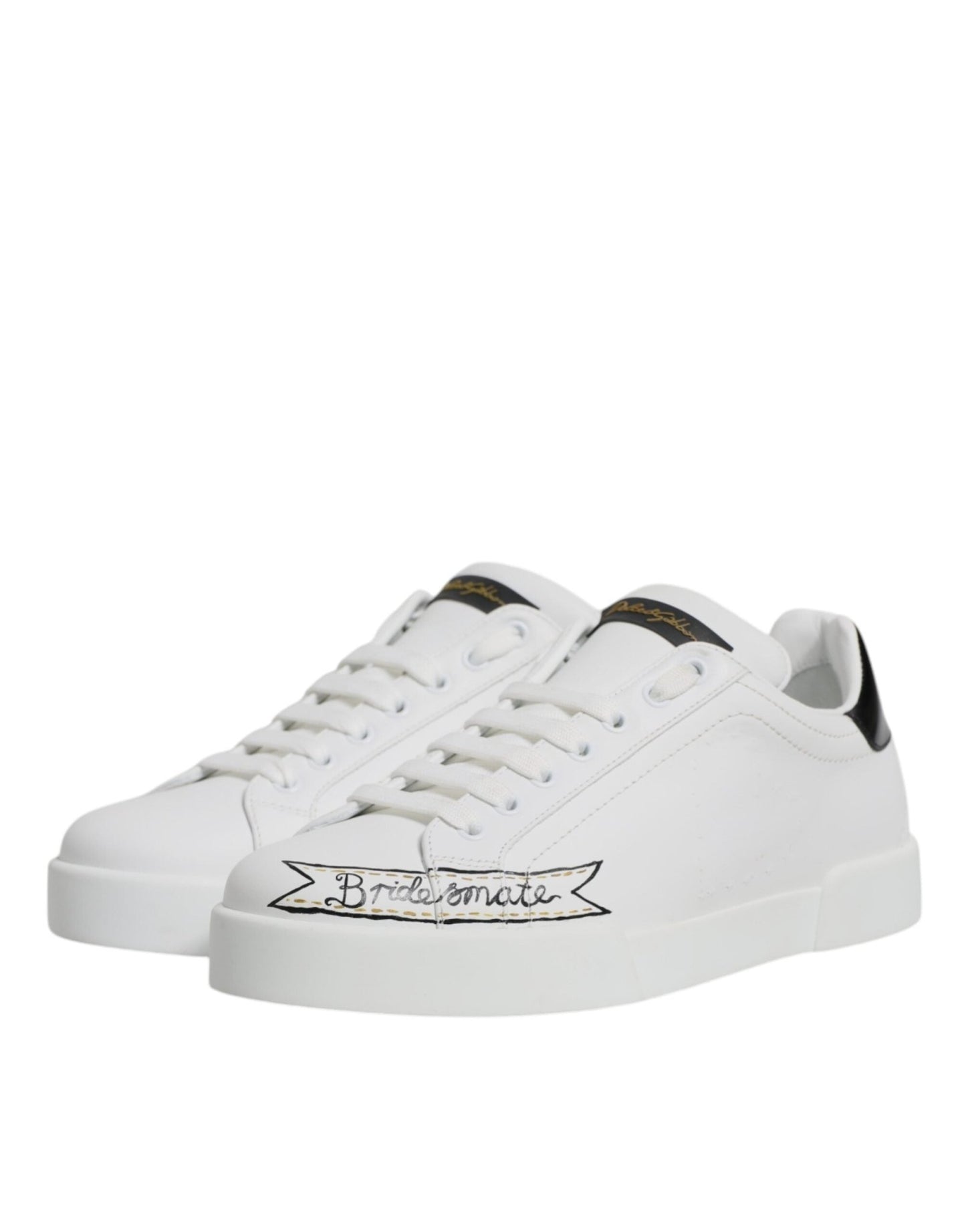 Dolce & Gabbana White Leather Low Top Lace Up Sneakers Shoes - SMARTMARTNZ