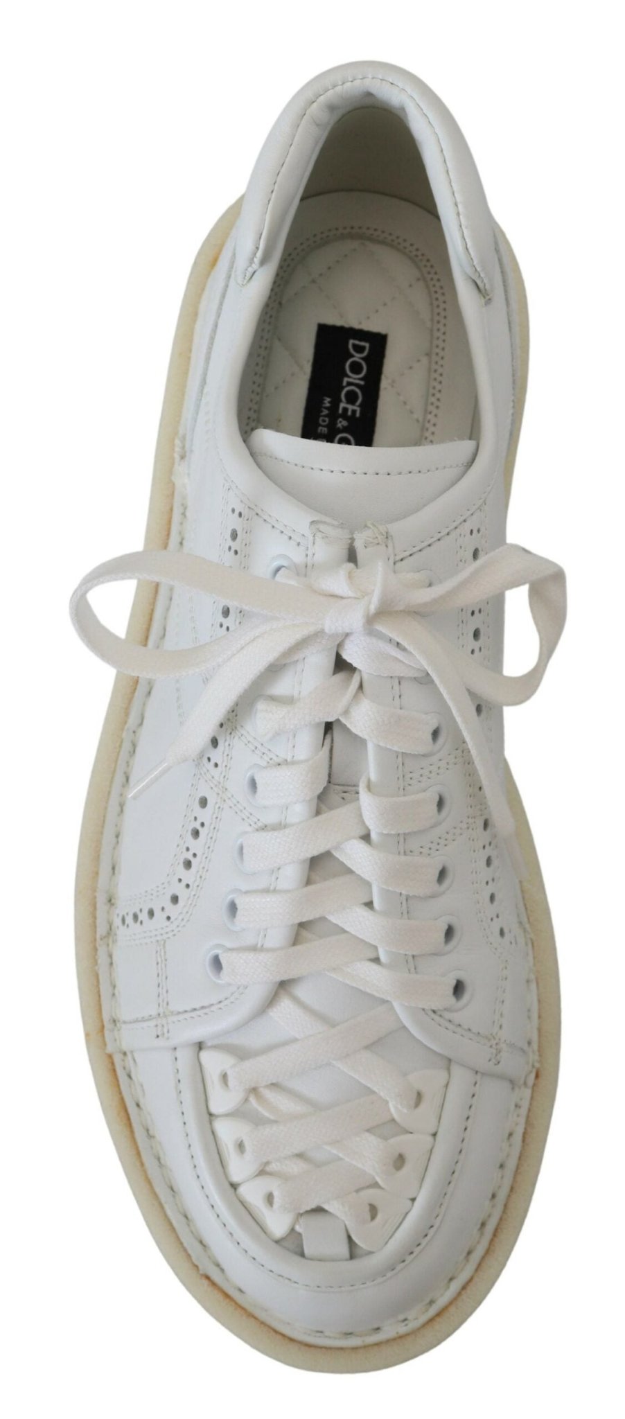 Dolce & Gabbana White Leather Low Top Oxford Sneakers Casual Shoes - SMARTMARTNZ