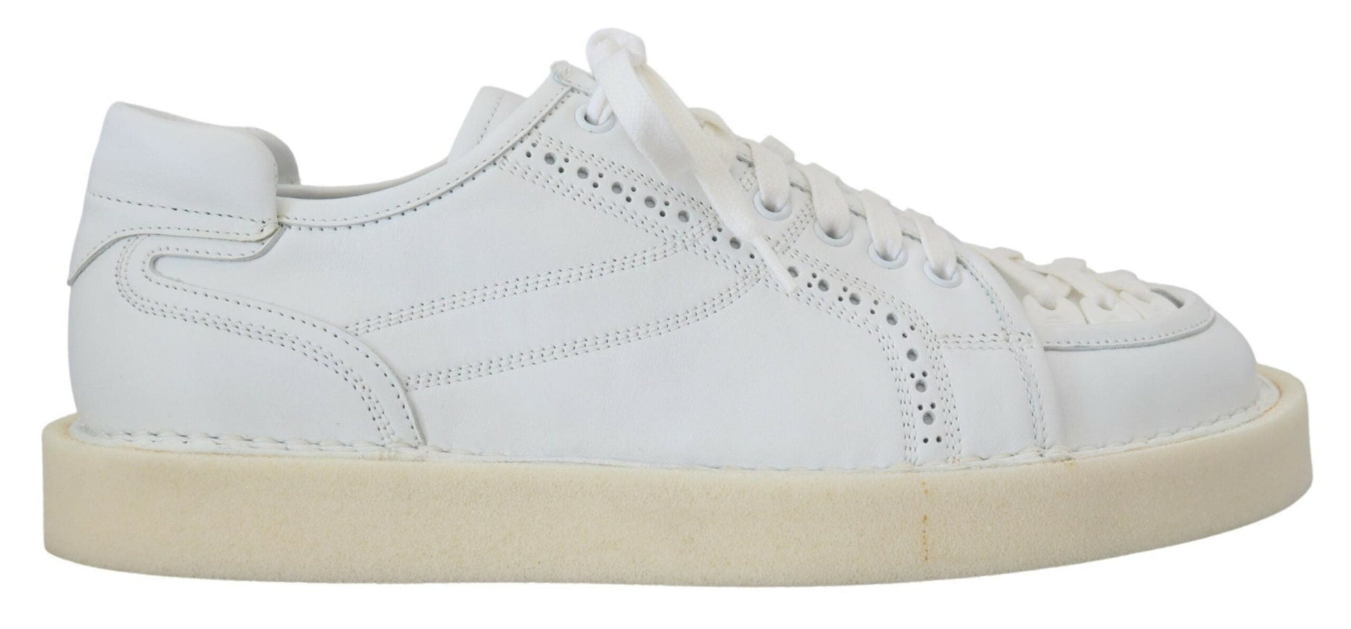 Dolce & Gabbana White Leather Low Top Oxford Sneakers Casual Shoes - SMARTMARTNZ