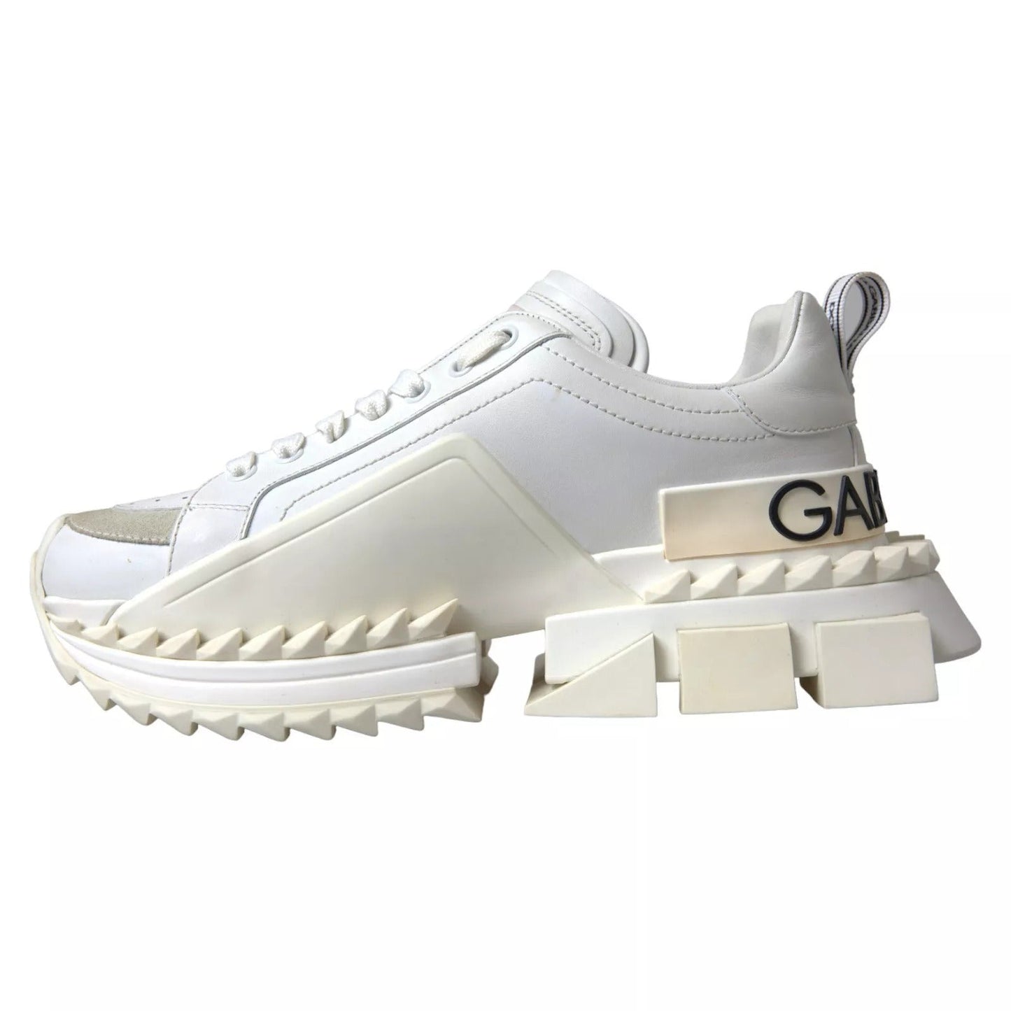 Dolce & Gabbana White Leather Super Queen Women Sneakers - SMARTMARTNZ