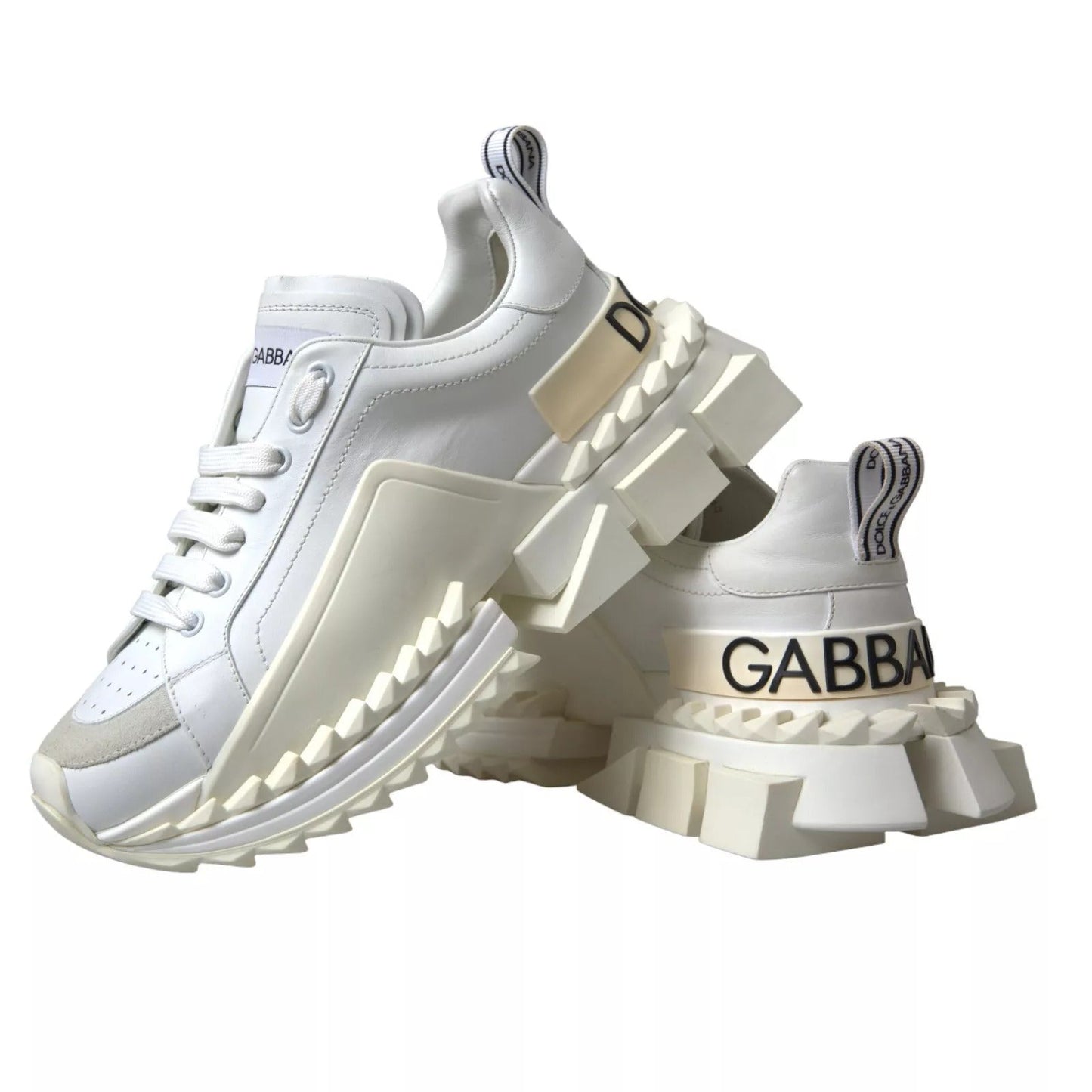 Dolce & Gabbana White Leather Super Queen Women Sneakers - SMARTMARTNZ