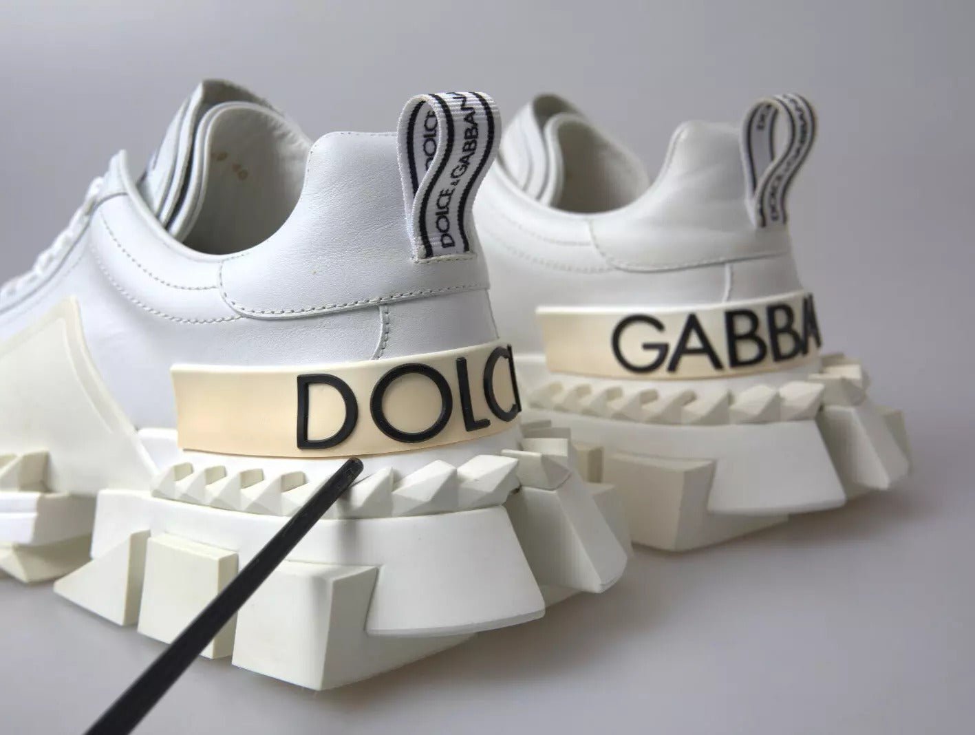 Dolce & Gabbana White Leather Super Queen Women Sneakers - SMARTMARTNZ