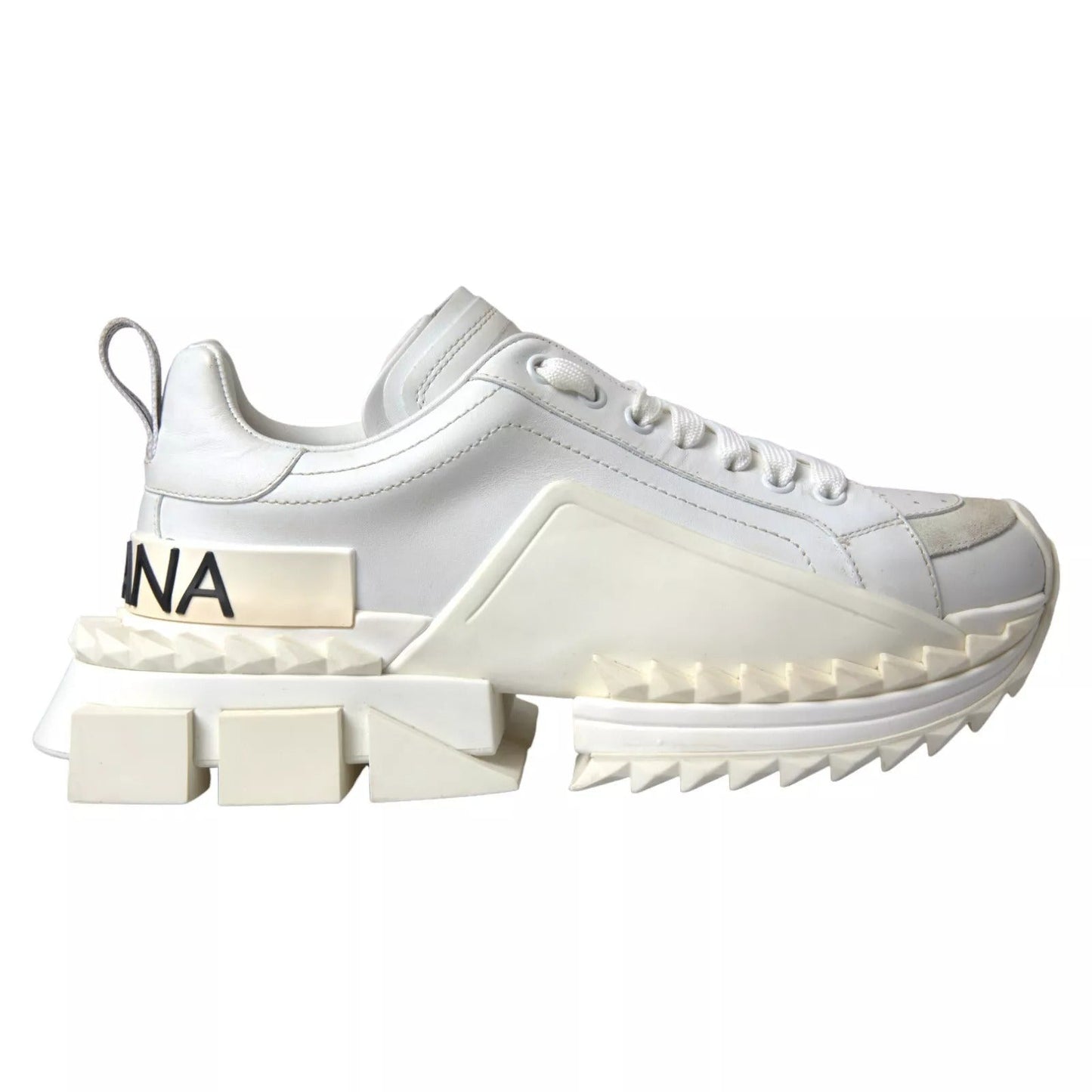 Dolce & Gabbana White Leather Super Queen Women Sneakers - SMARTMARTNZ