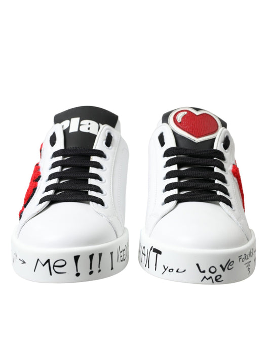 Dolce & Gabbana White Love Patch Portofino Classic Sneakers Shoes - SMARTMARTNZ
