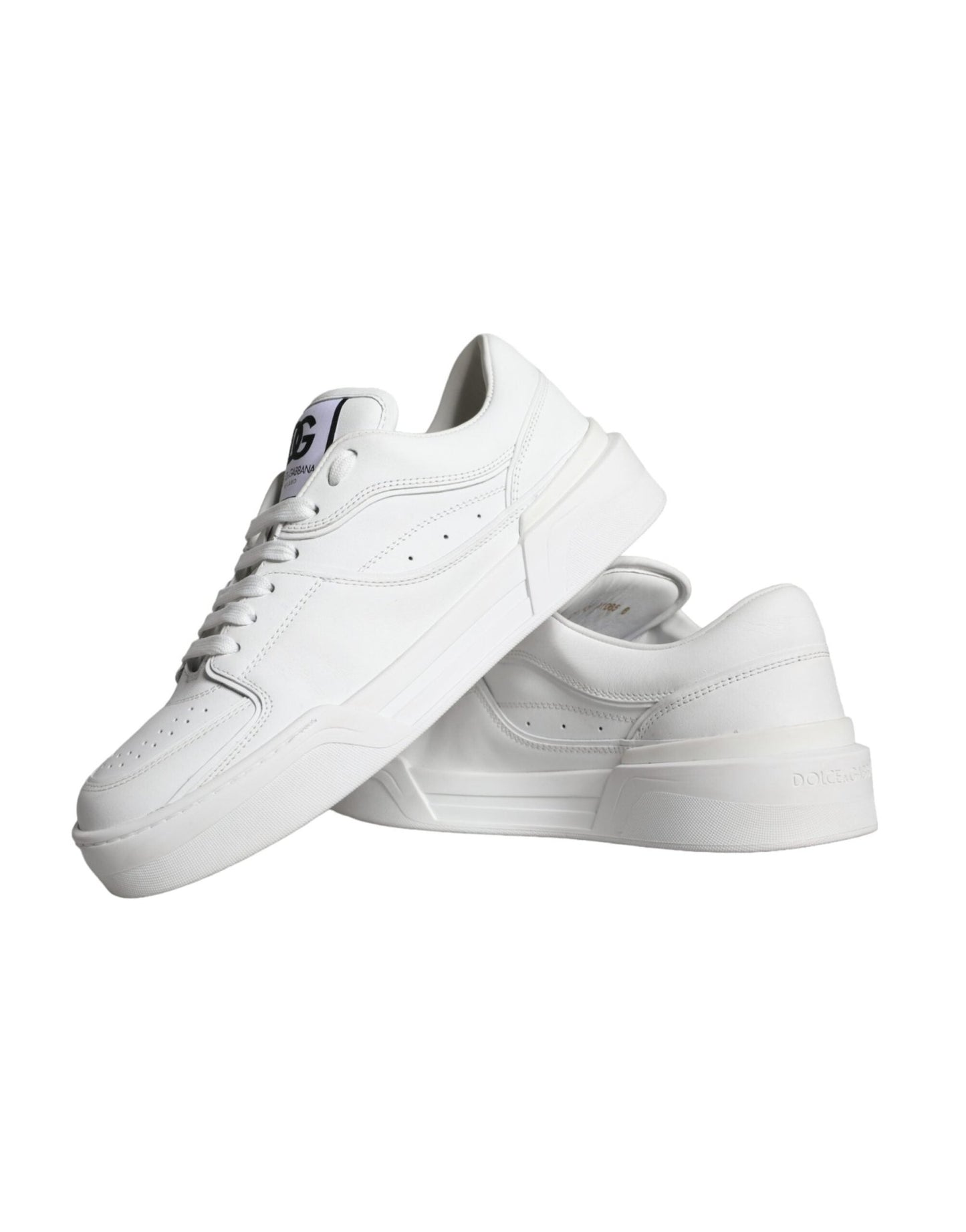 Dolce & Gabbana White Miami Leather Low Top Sneakers Shoes - SMARTMARTNZ