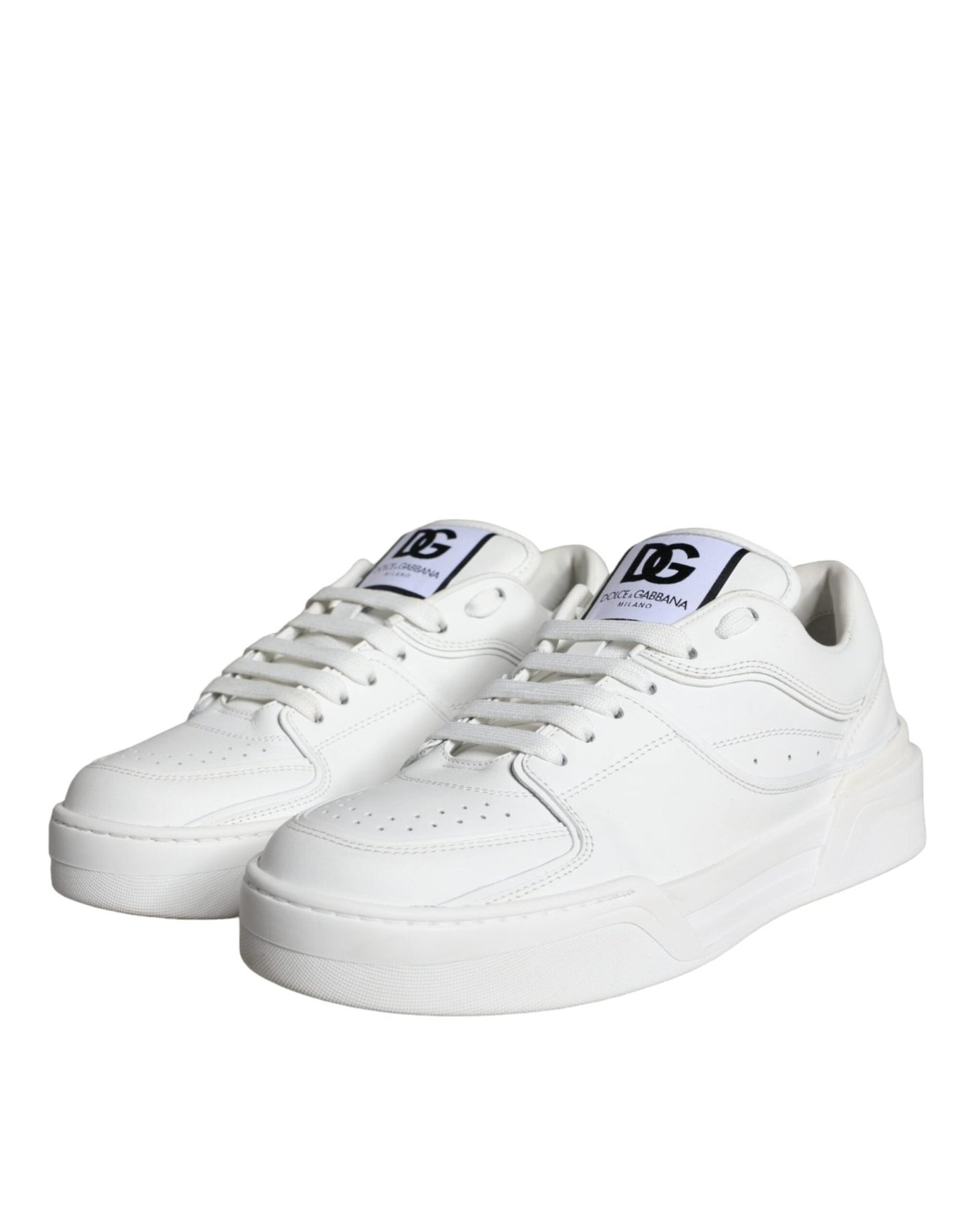 Dolce & Gabbana White Miami Leather Low Top Sneakers Shoes - SMARTMARTNZ