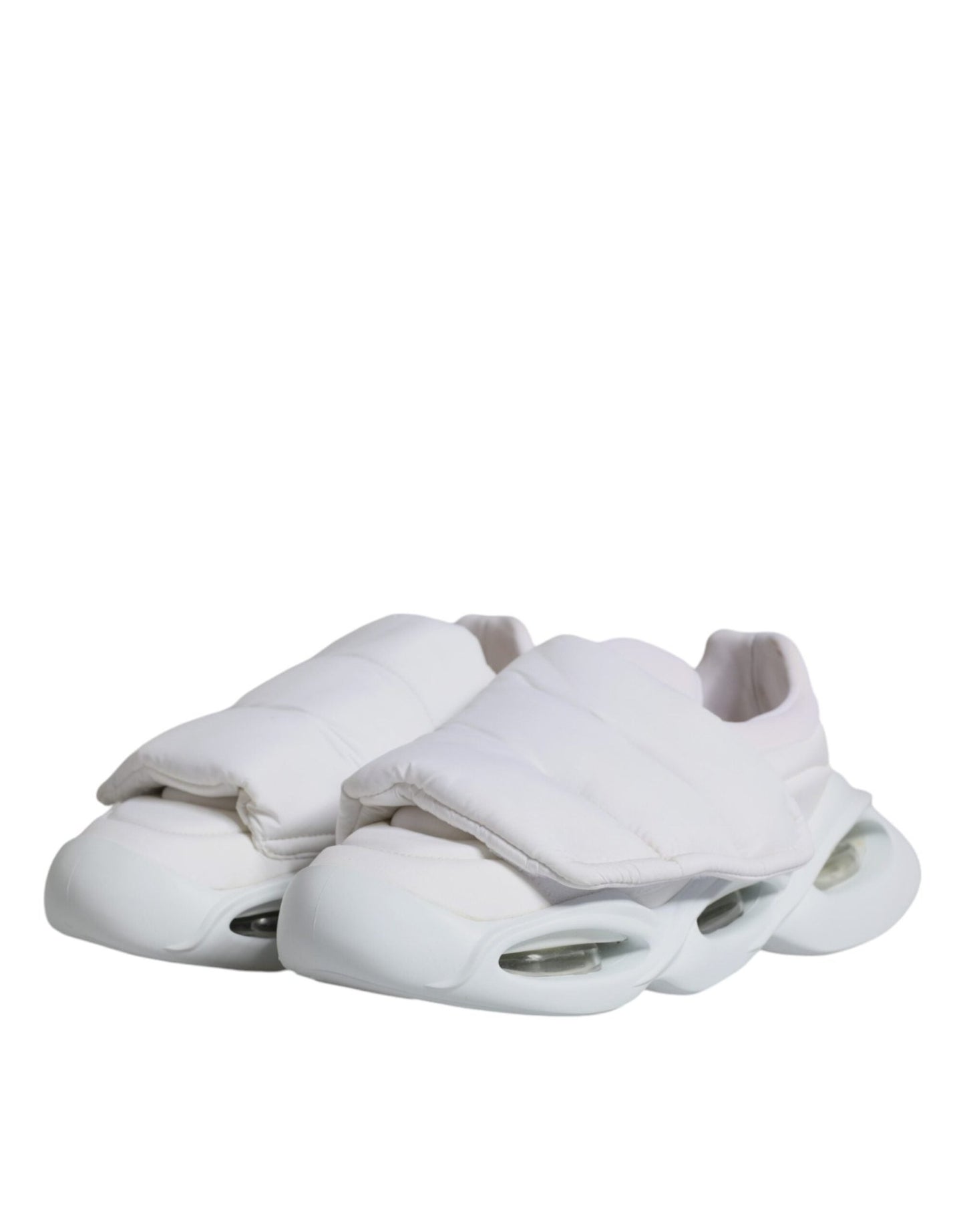 Dolce & Gabbana White Padded Fabric Low Top Sneakers Shoes - SMARTMARTNZ