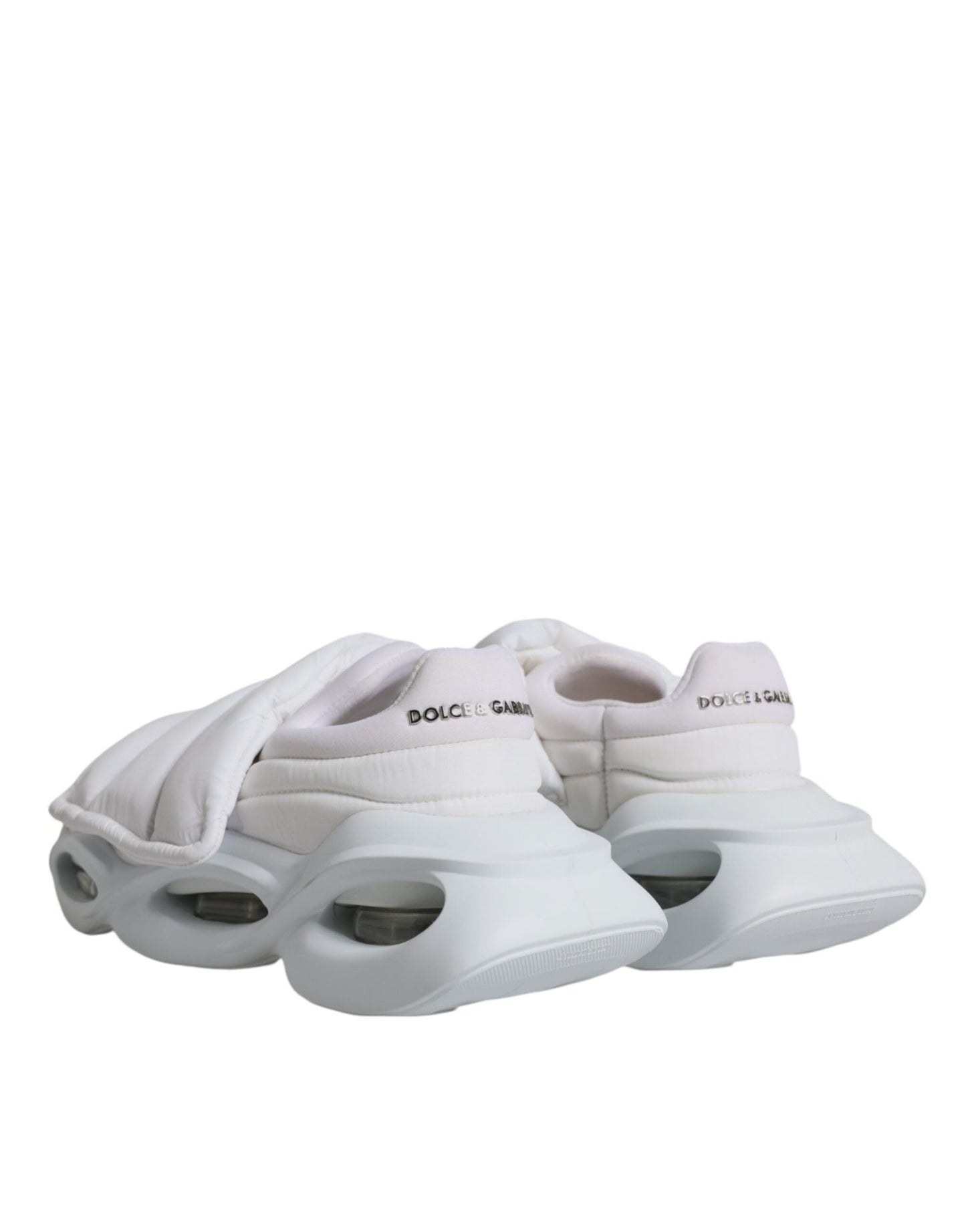 Dolce & Gabbana White Padded Fabric Low Top Sneakers Shoes - SMARTMARTNZ