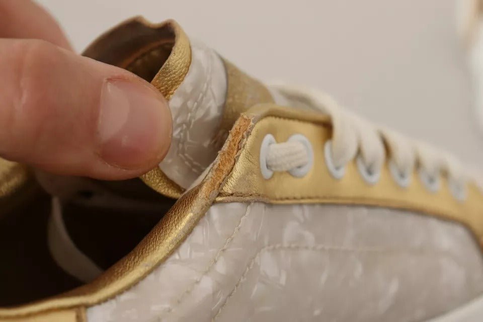 Dolce & Gabbana White Portofino Mother Of Pearl Sneakers Casual Shoes - SMARTMARTNZ