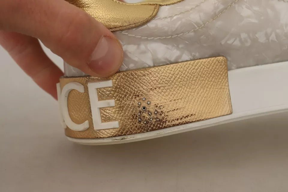 Dolce & Gabbana White Portofino Mother Of Pearl Sneakers Casual Shoes - SMARTMARTNZ