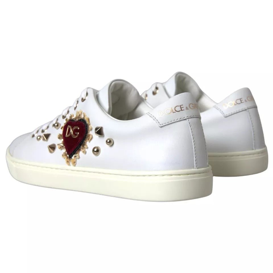 Dolce & Gabbana White Portofino Sacred Heart Sneakers Women Shoes - SMARTMARTNZ