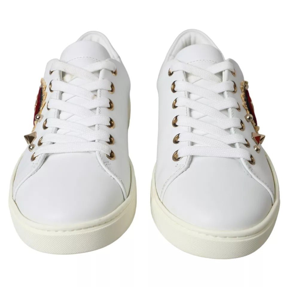 Dolce & Gabbana White Portofino Sacred Heart Sneakers Women Shoes - SMARTMARTNZ