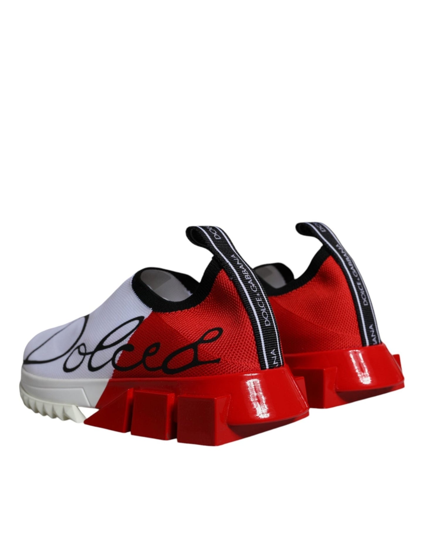 Dolce & Gabbana White Red Low Top Sorrento Men Sneakers Shoes - SMARTMARTNZ