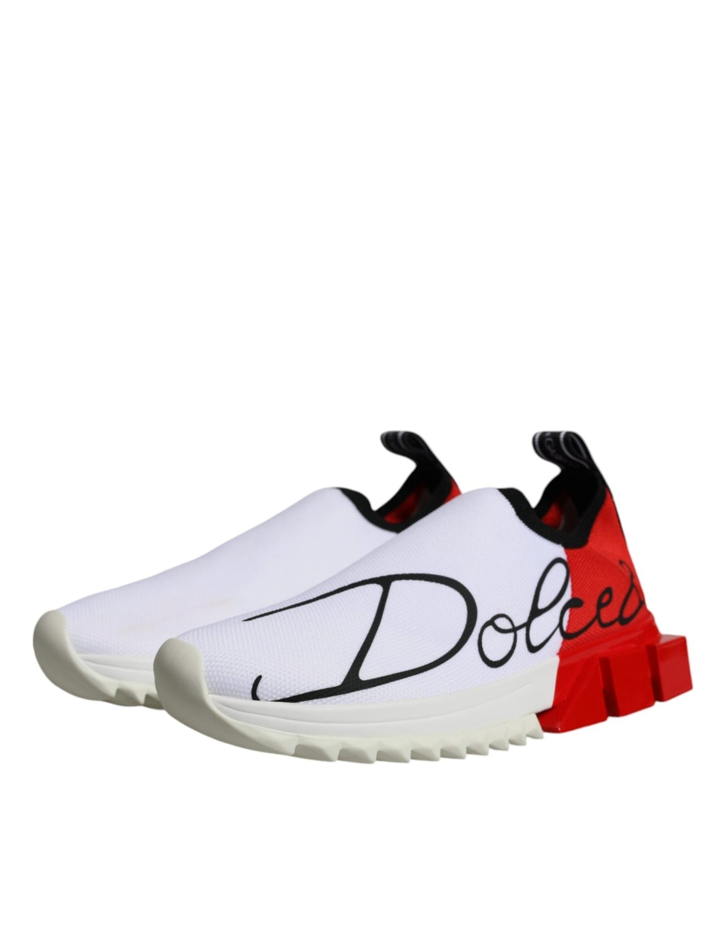 Dolce & Gabbana White Red Low Top Sorrento Men Sneakers Shoes - SMARTMARTNZ
