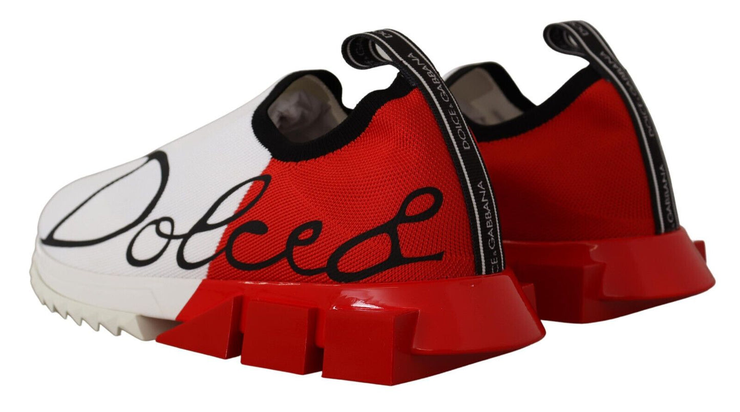 Dolce & Gabbana White Red Sorrento Sandals Sneakers - SMARTMARTNZ