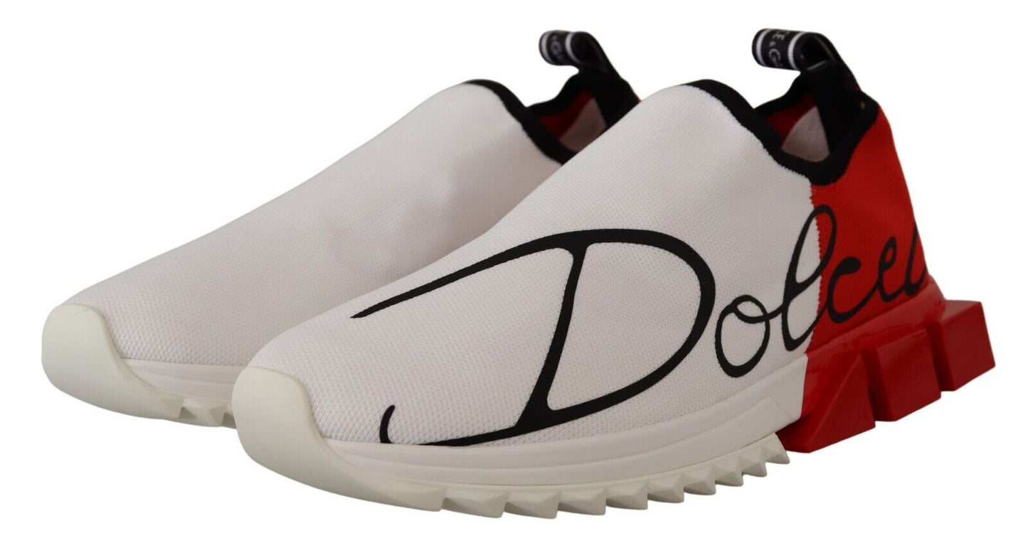 Dolce & Gabbana White Red Sorrento Sandals Sneakers - SMARTMARTNZ