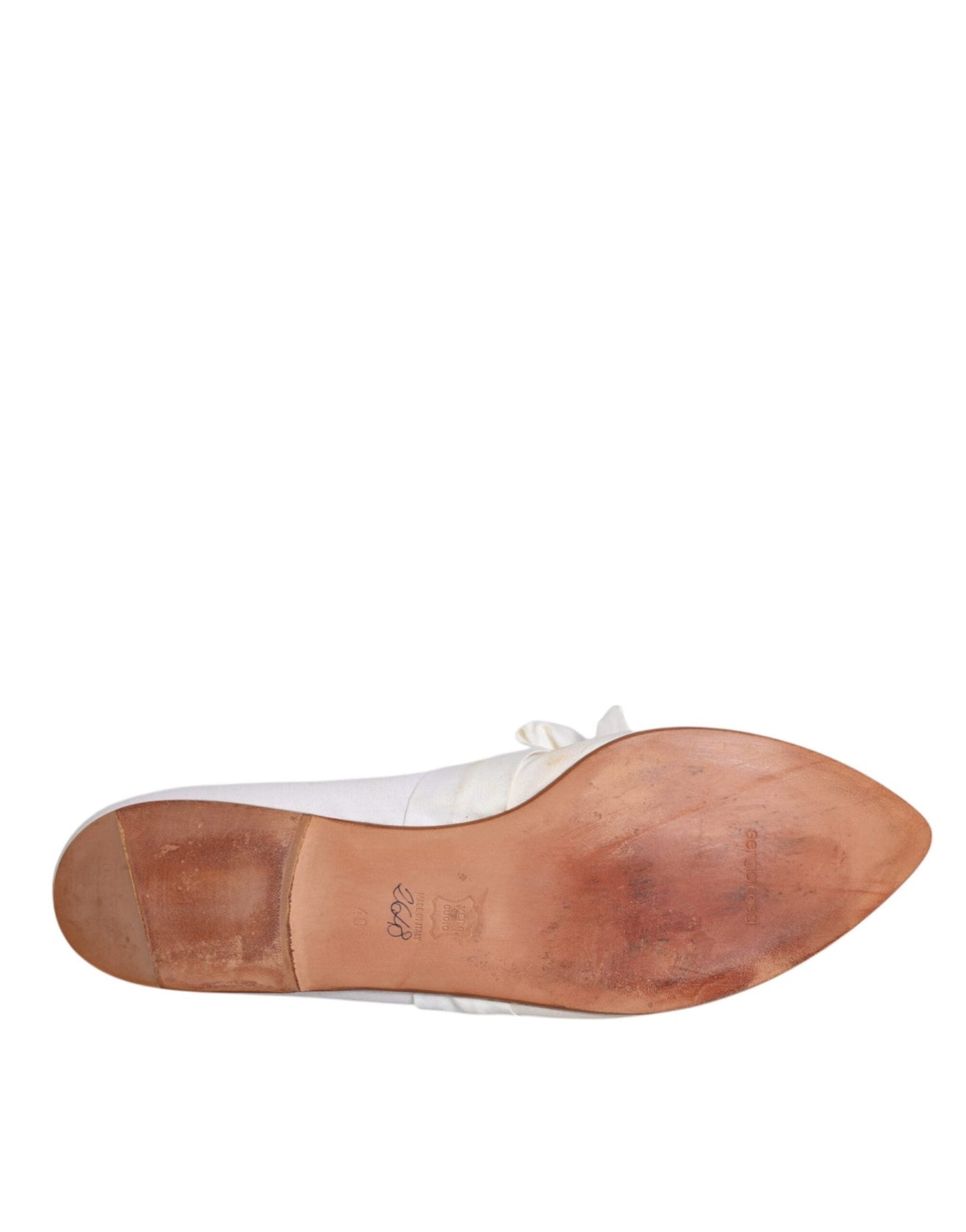 Dolce & Gabbana White Ribbon Fabric Ballerina Flats Shoes - SMARTMARTNZ