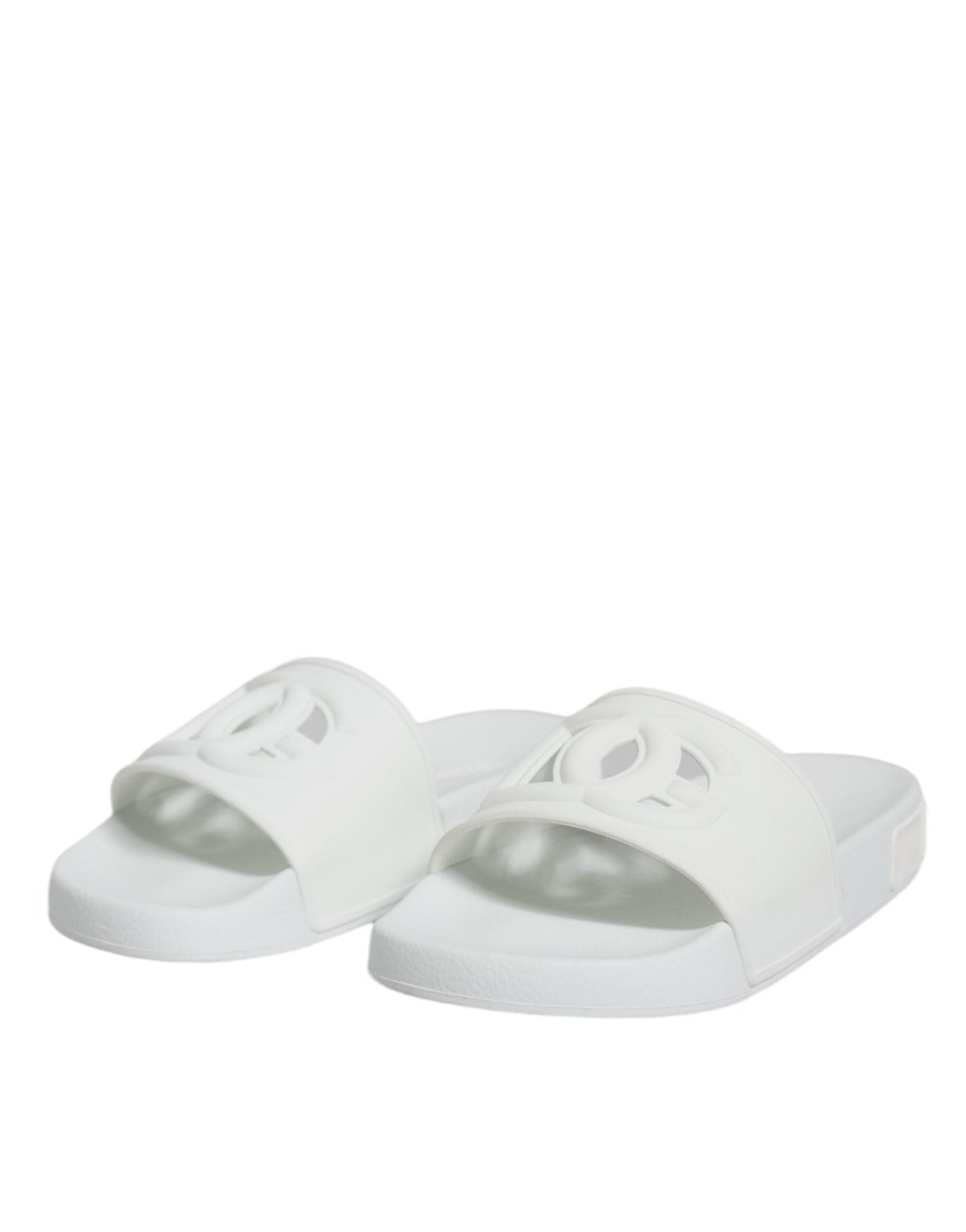 Dolce & Gabbana White Rubber Slides Sandals Beachwear Shoes - SMARTMARTNZ