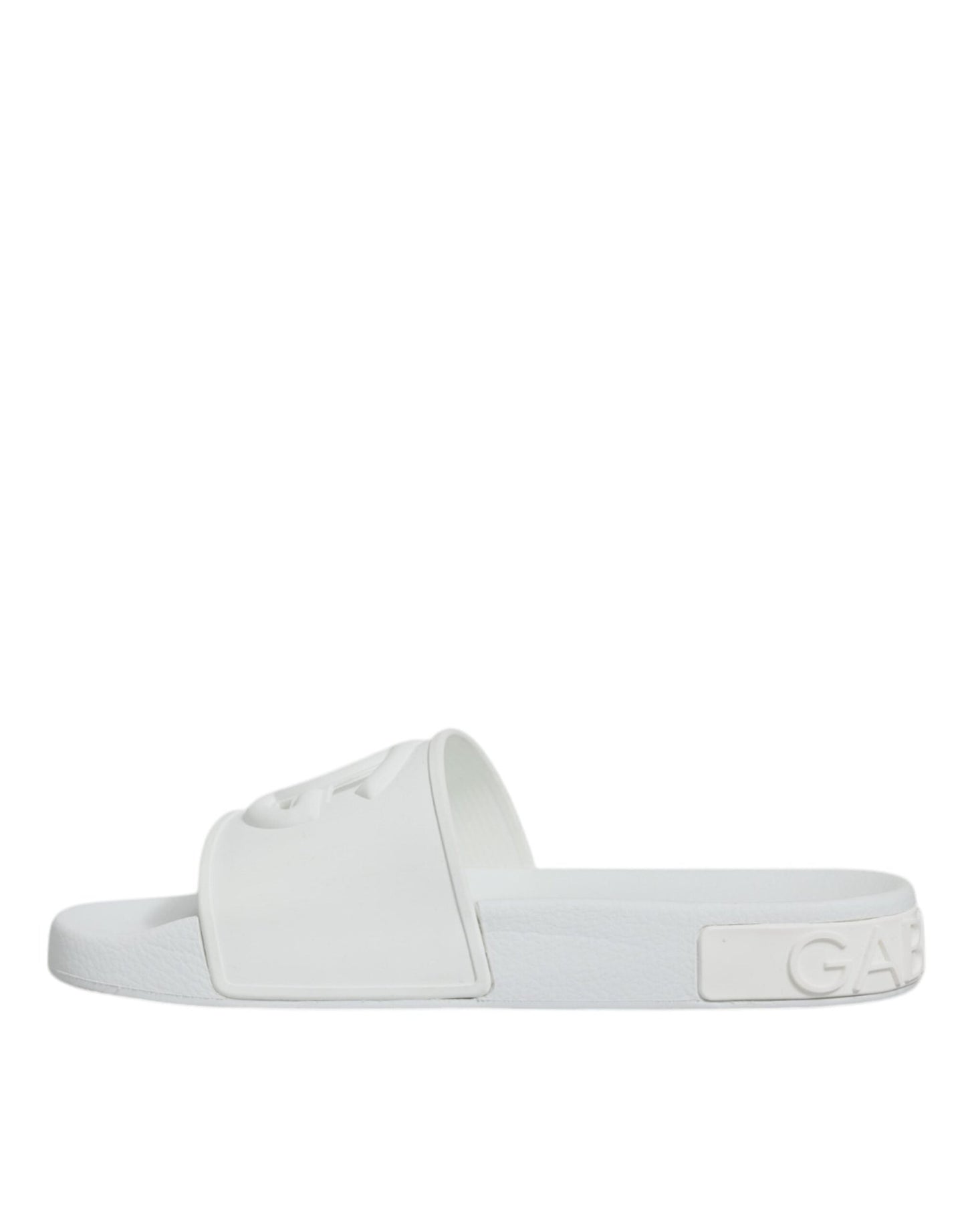Dolce & Gabbana White Rubber Slides Sandals Beachwear Shoes - SMARTMARTNZ