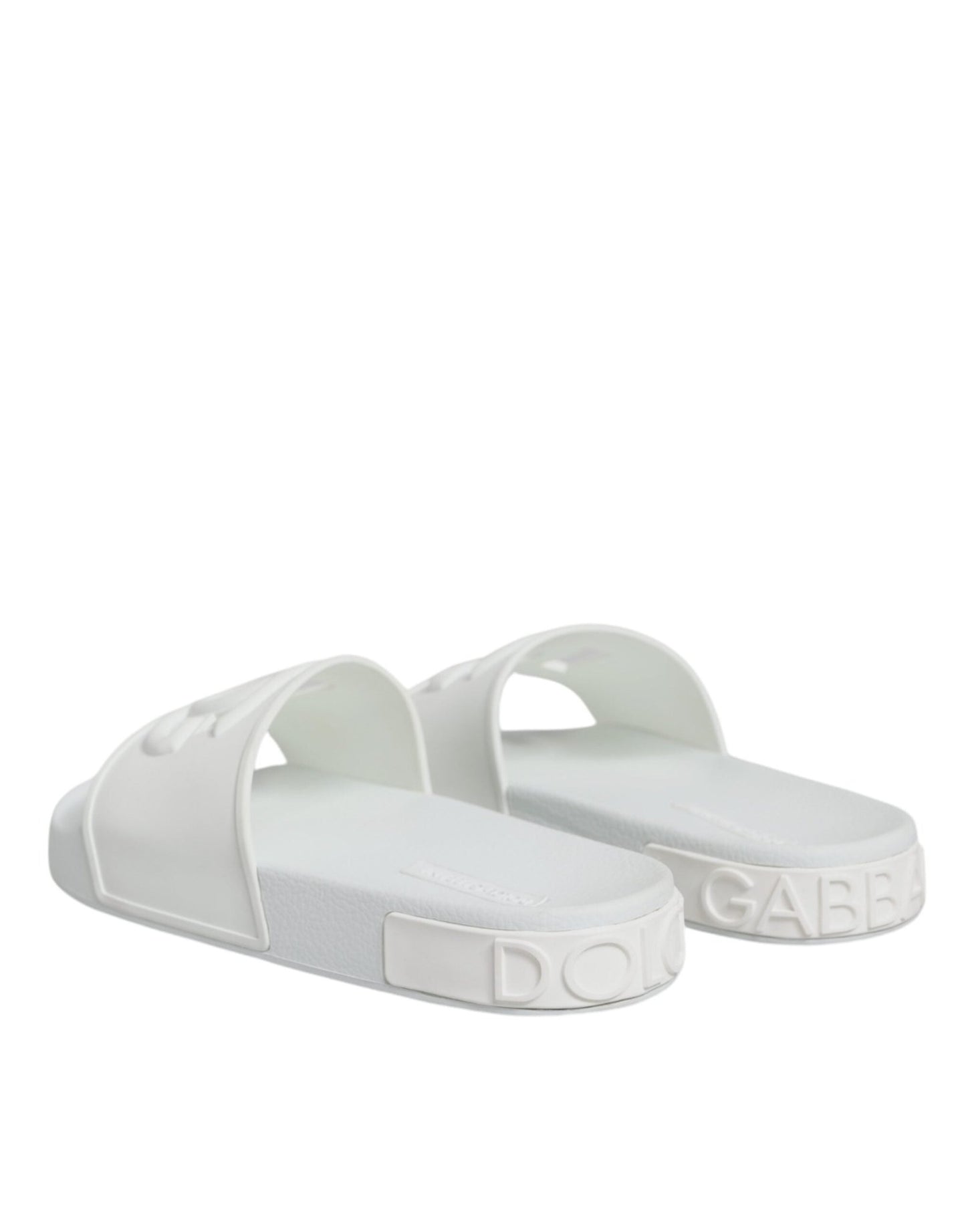 Dolce & Gabbana White Rubber Slides Sandals Beachwear Shoes - SMARTMARTNZ