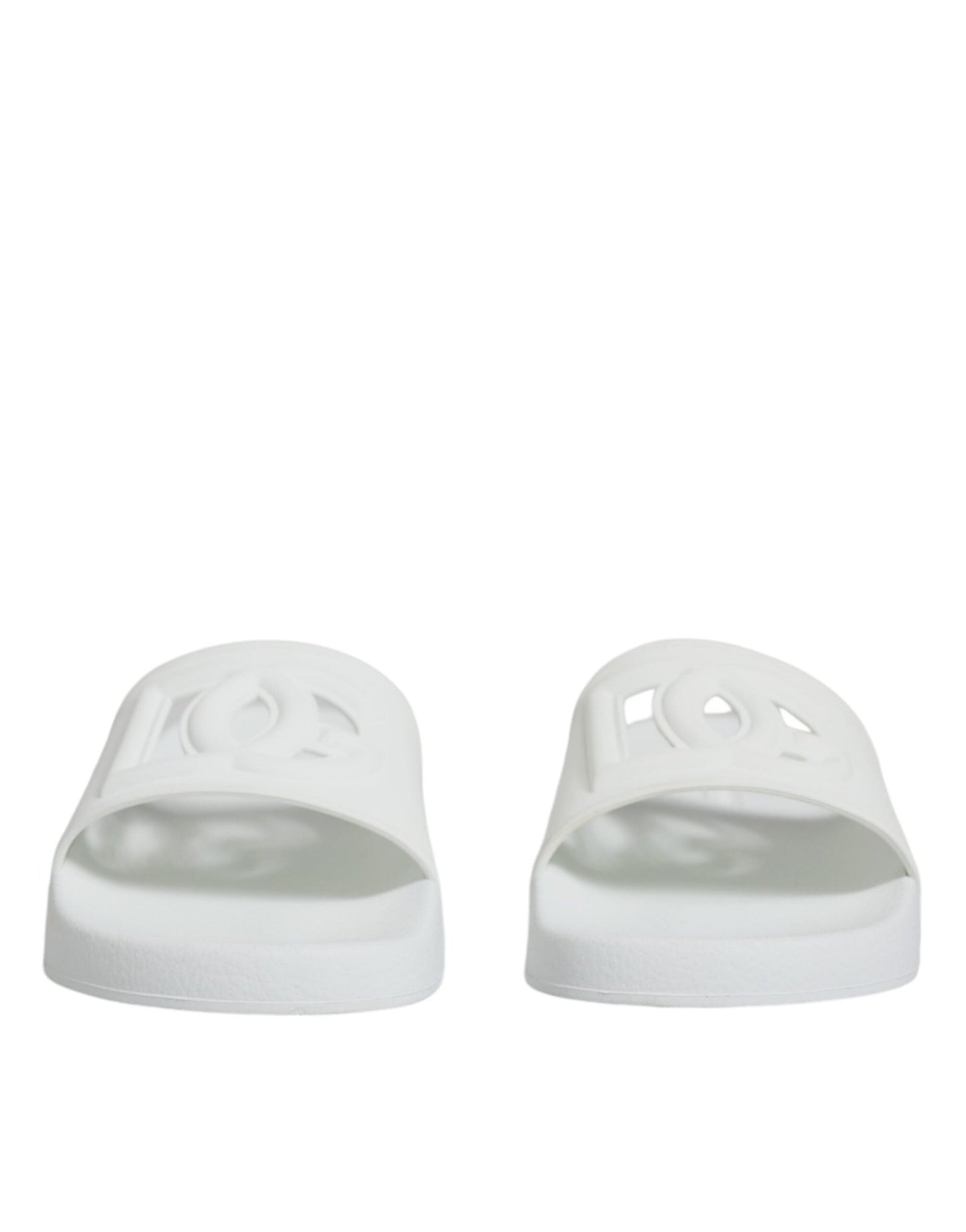 Dolce & Gabbana White Rubber Slides Sandals Beachwear Shoes - SMARTMARTNZ