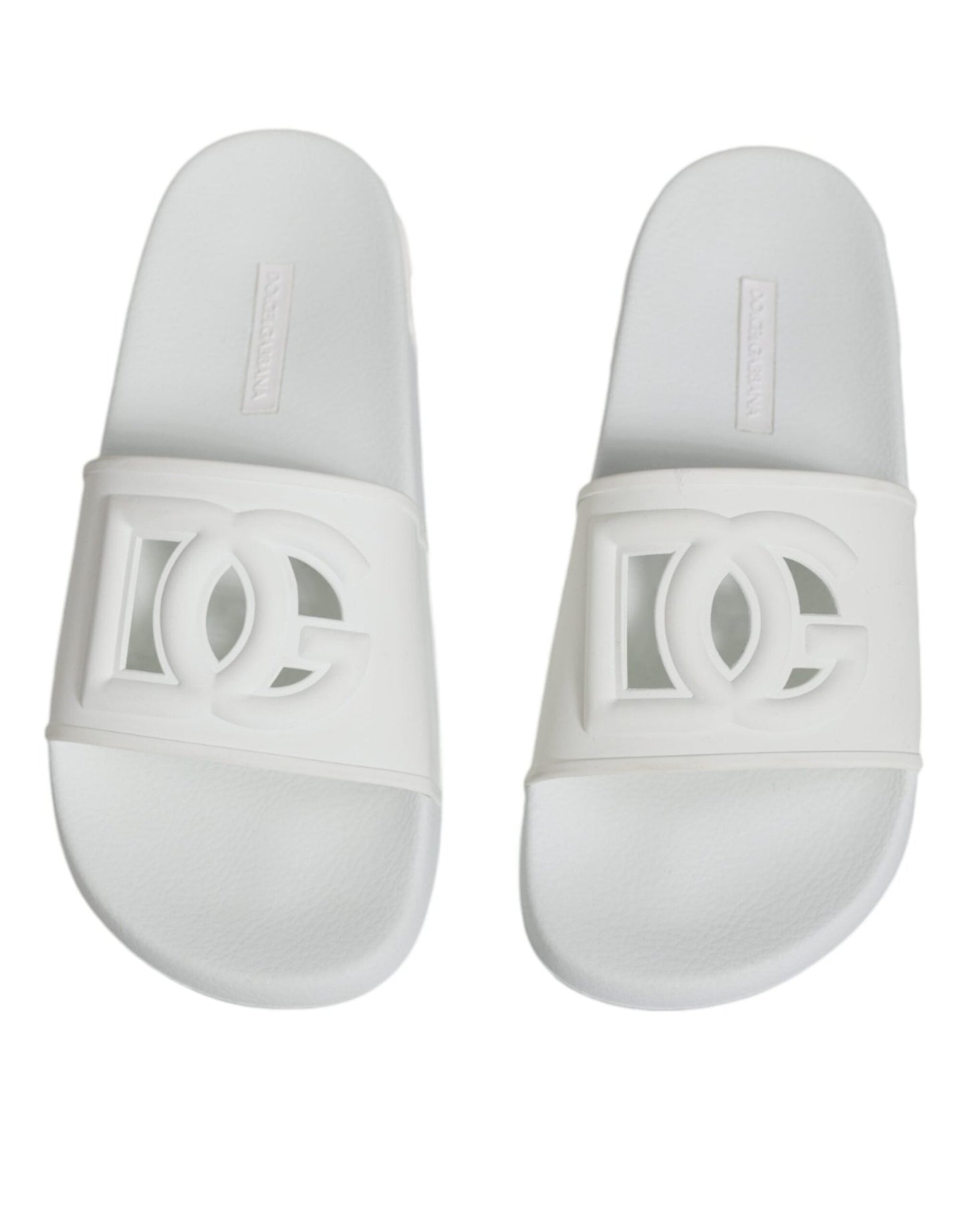 Dolce & Gabbana White Rubber Slides Sandals Beachwear Shoes - SMARTMARTNZ
